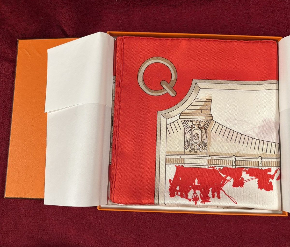 Hermes Hermes Carre90 Les Ponts De Paris Bridges Of Scarf Red Size ONE SIZE - 1 Thumbnail