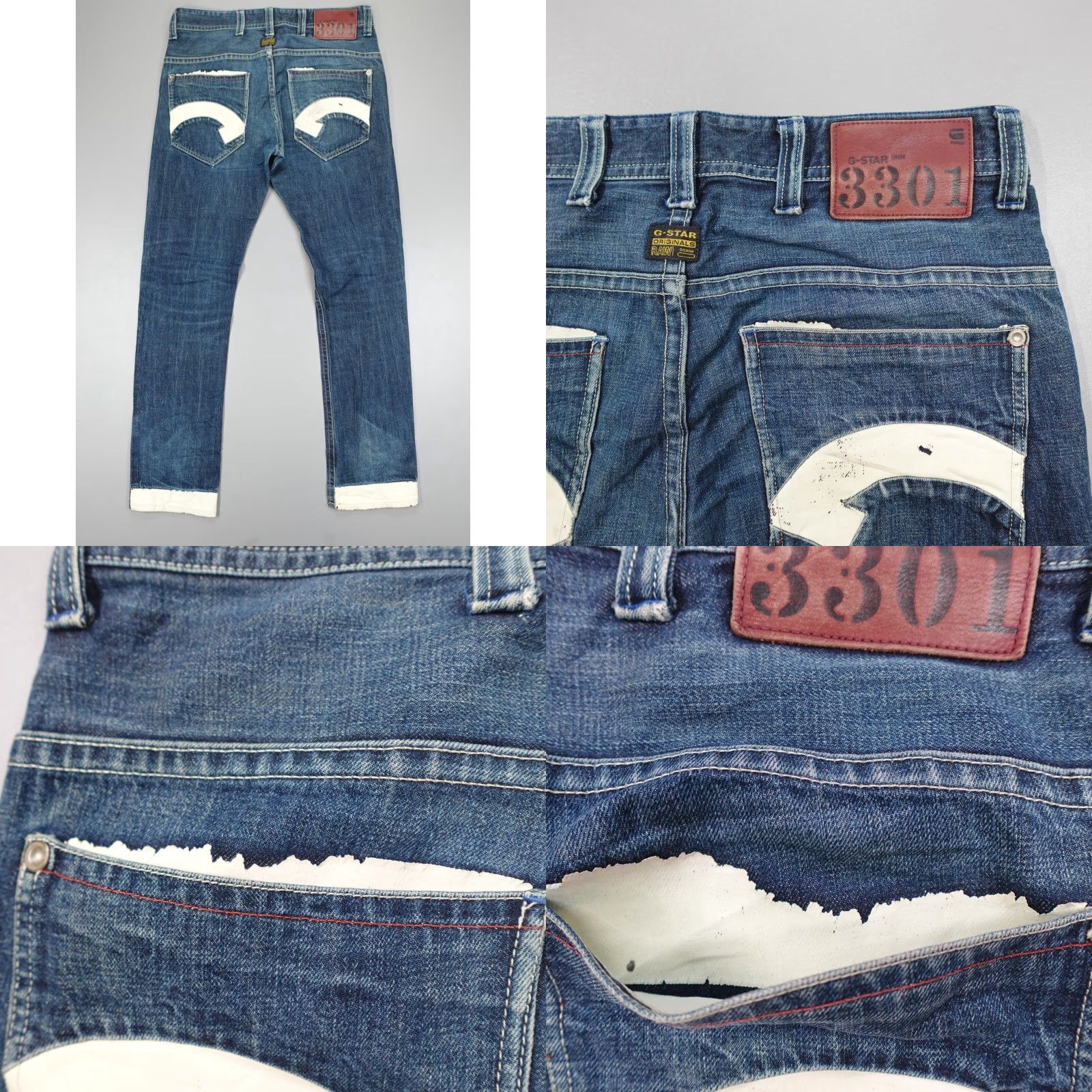 G-Star G-Star Aero Tapered Blue Jeans Button Fly Distressed 36x36 Regular Men Mason 34 Inseam 37 Waist Blue Denim 3D Vintage No (Actual 37"x34") Size US 36 / EU 52 - 9 Thumbnail