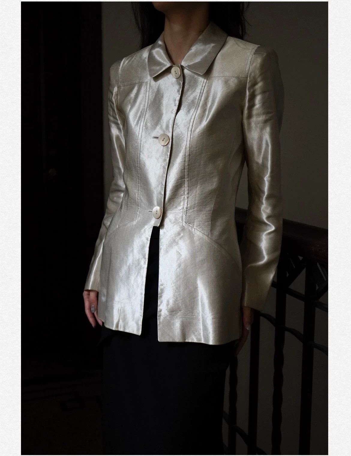 Kenzo Kenzo 1990s Lustrous Pearl White Tailored Jacket Size S Size S / US 4 / IT 40 - 1 Thumbnail