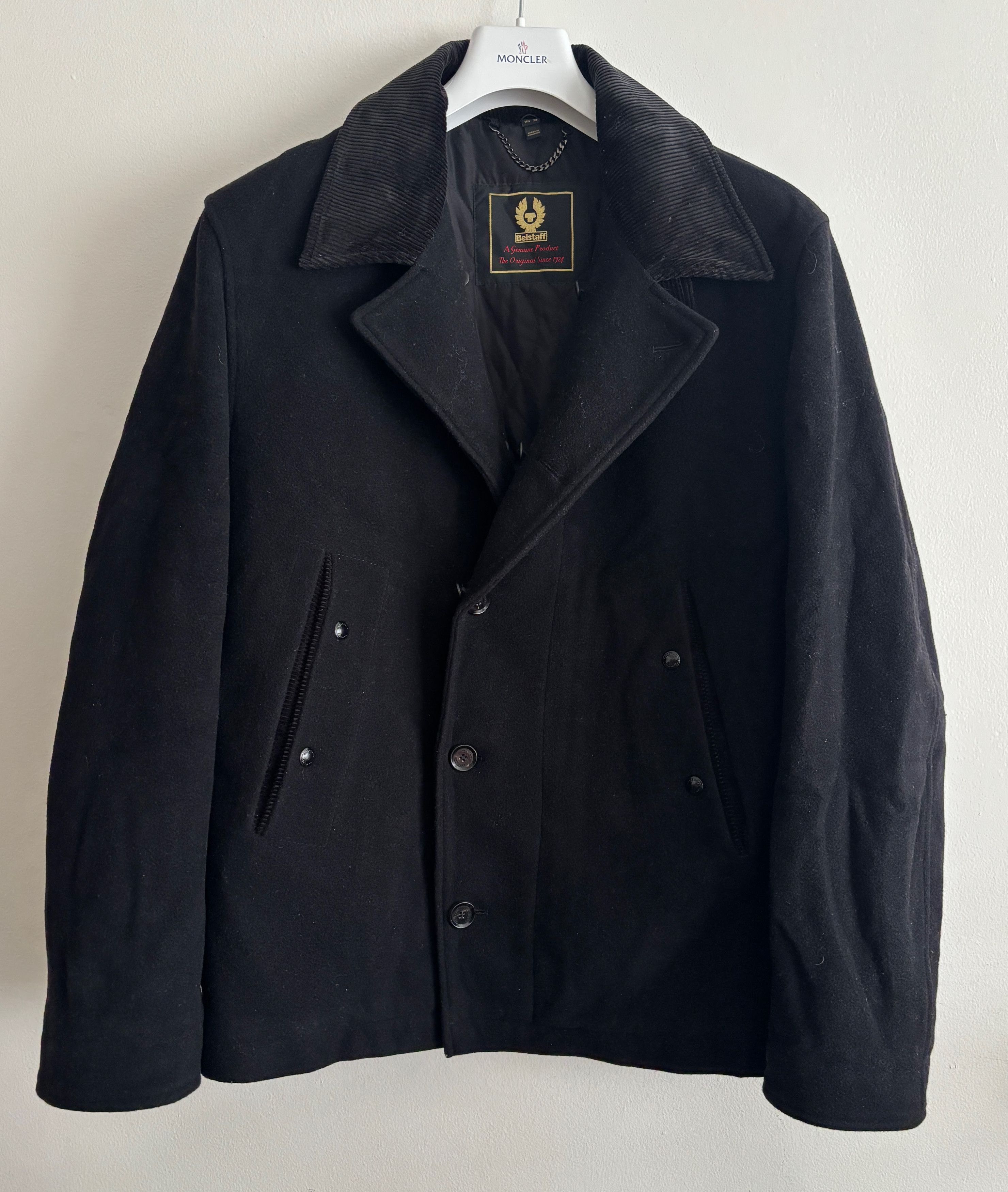 Belstaff Black Wool Trail Jacket / Pea Coat Shearling Collar Size US M / EU 48-50 / 2 - 6 Thumbnail