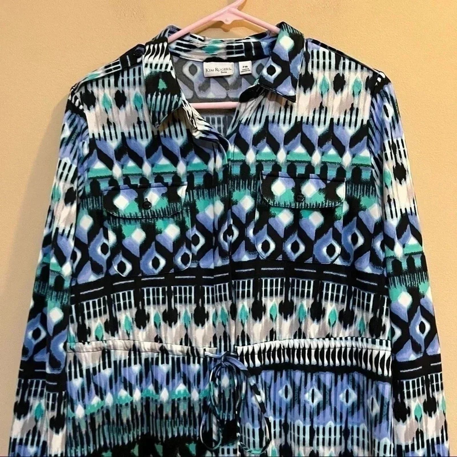 Other Kim Rogers Button Up Shirt Dress Women’s Petite Medium Blue Size M / US 6-8 / IT 42-44 - 4 Thumbnail