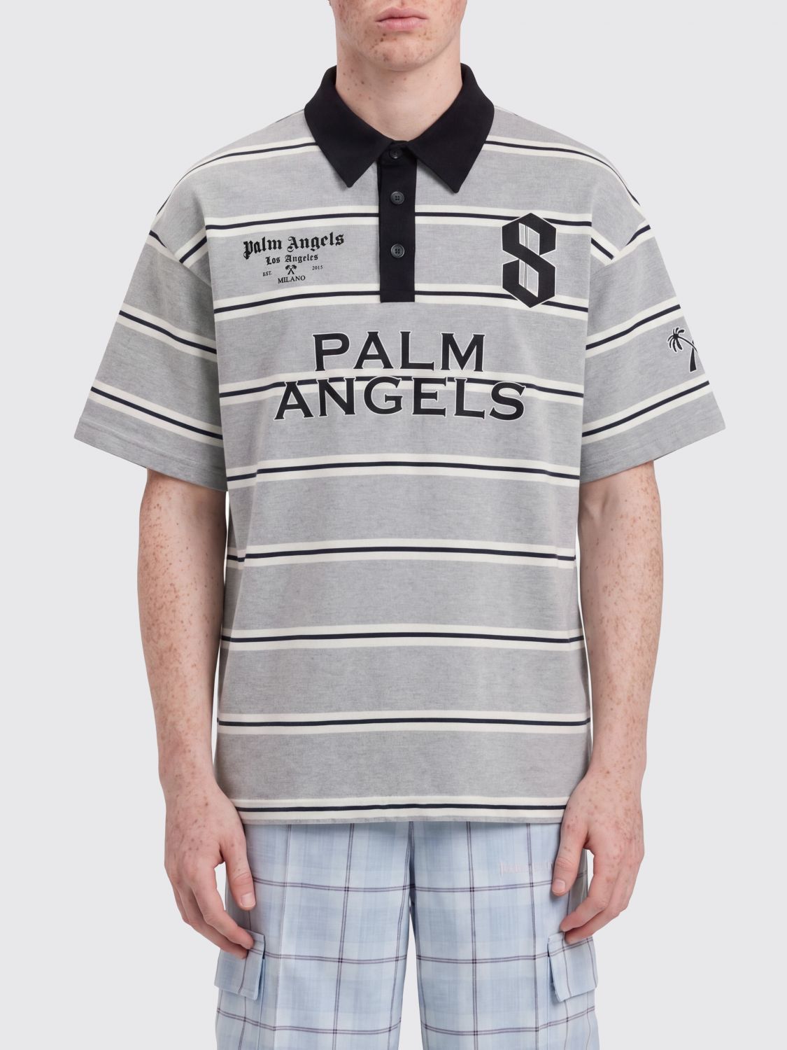 Palm Angels Palm Angels Polo Shirt Men Grey Size US M / EU 48-50 / 2 - 1 Thumbnail