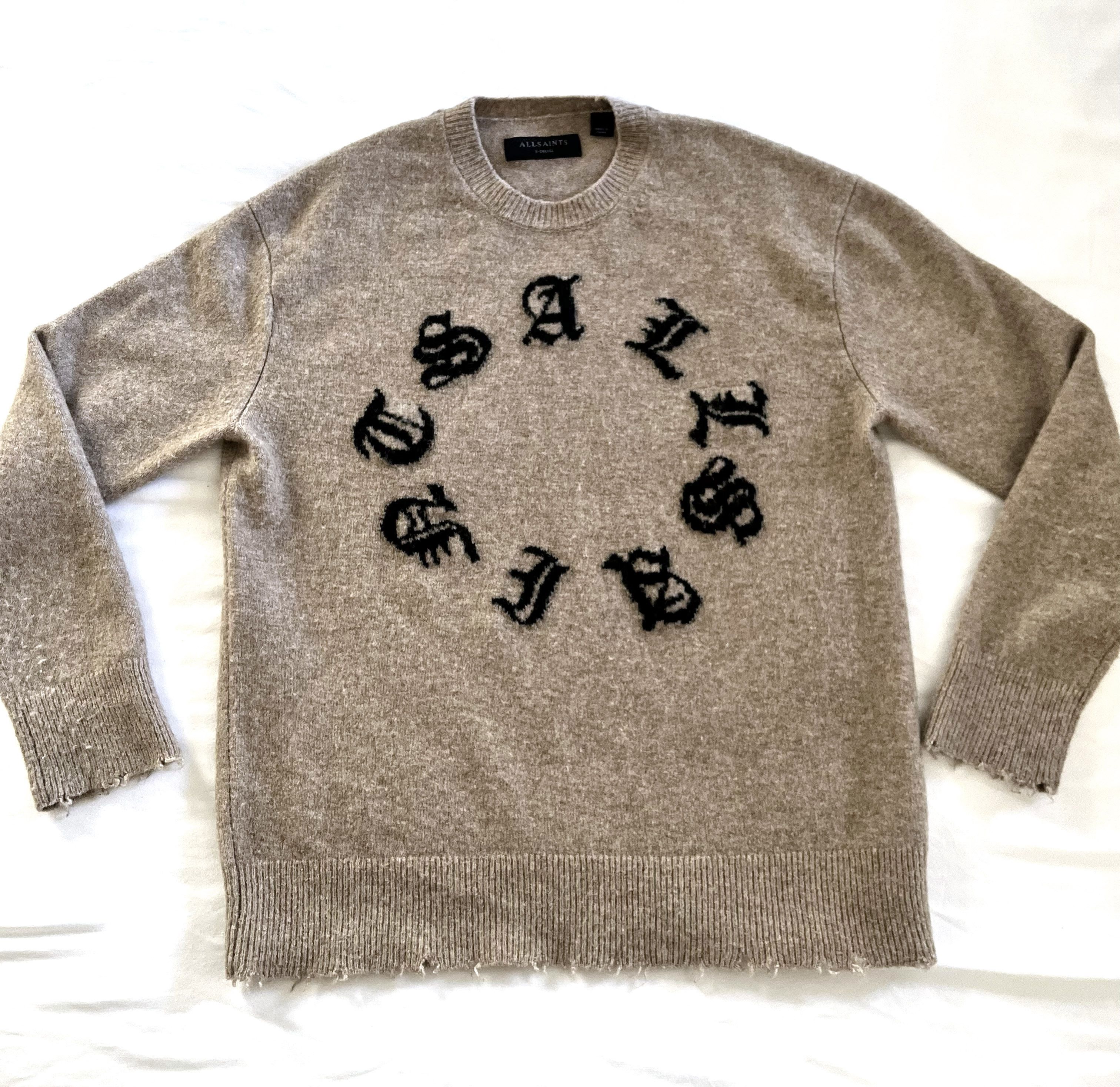 Allsaints ALL SAINTS - Scripture Gothic Jacquard Logo Sweater Size US XS / EU 42 / 0 - 3 Thumbnail