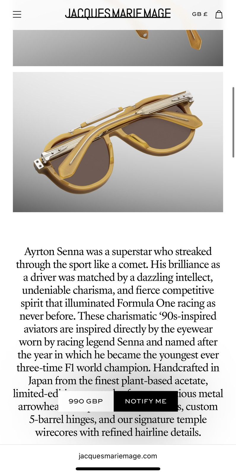 Jacques Marie Mage Jacques Marie Mage 1991 Senna in Mustard sunglasses rare Size ONE SIZE - 24 Thumbnail