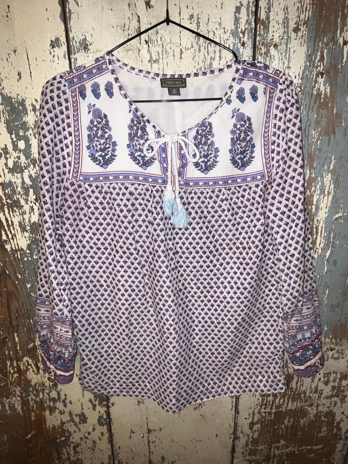 Designer Point Sur womens Boho top size 0 XS Cotton Popover blouse Size XS / US 0-2 / IT 36-38 - 1 Thumbnail