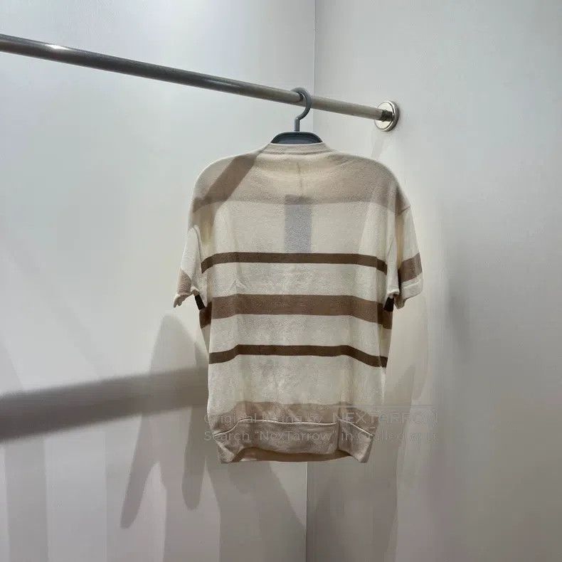 Brunello Cucinelli Brunello Cucinelli Striped beaded sequin cashmere short-sl Size XS / US 0-2 / IT 36-38 - 2 Thumbnail