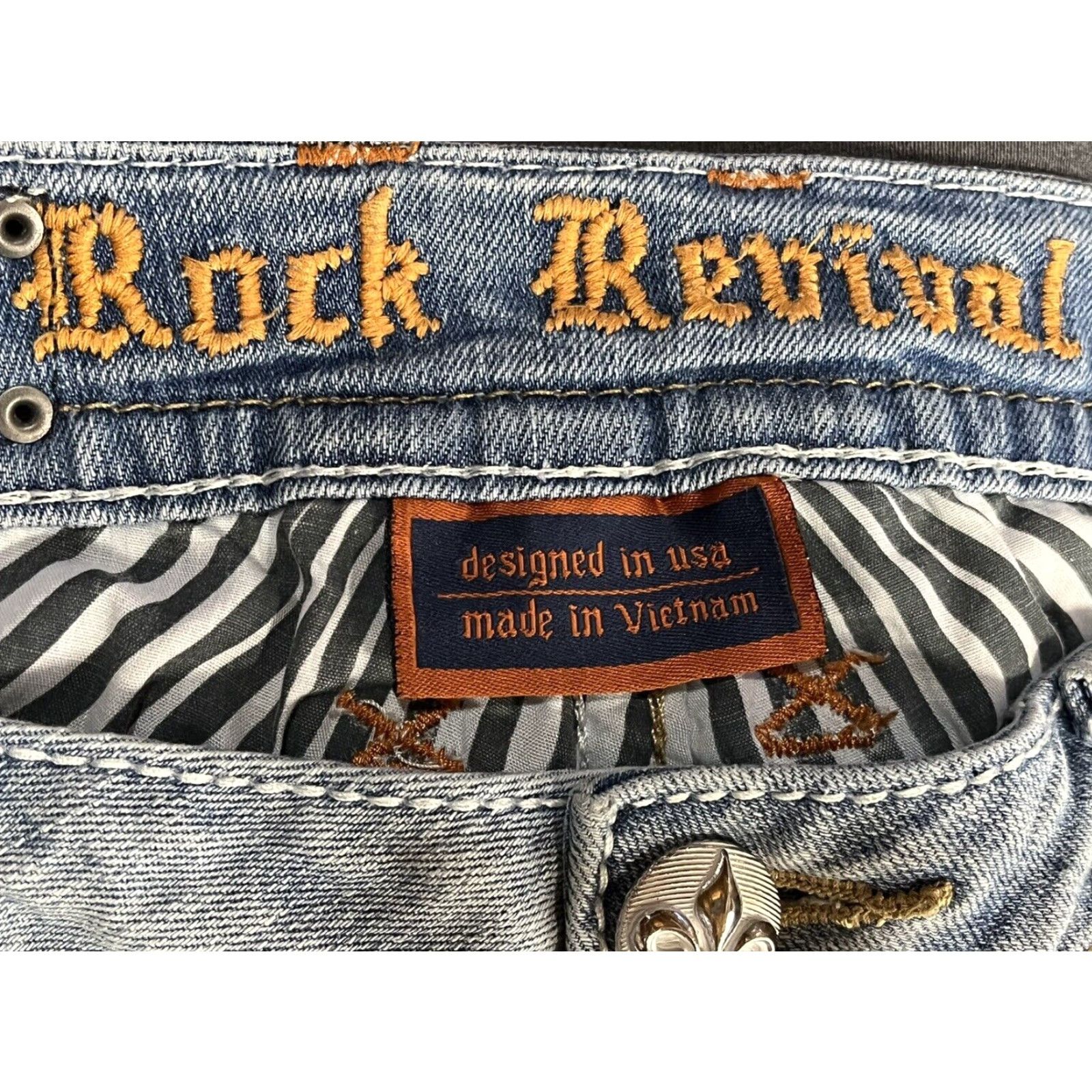 Vintage Rock Revival Bootcut Jeans Womens Low Rise Embroidered Blue Sz 27 Size 27" / US 4 / IT 40 - 5 Thumbnail