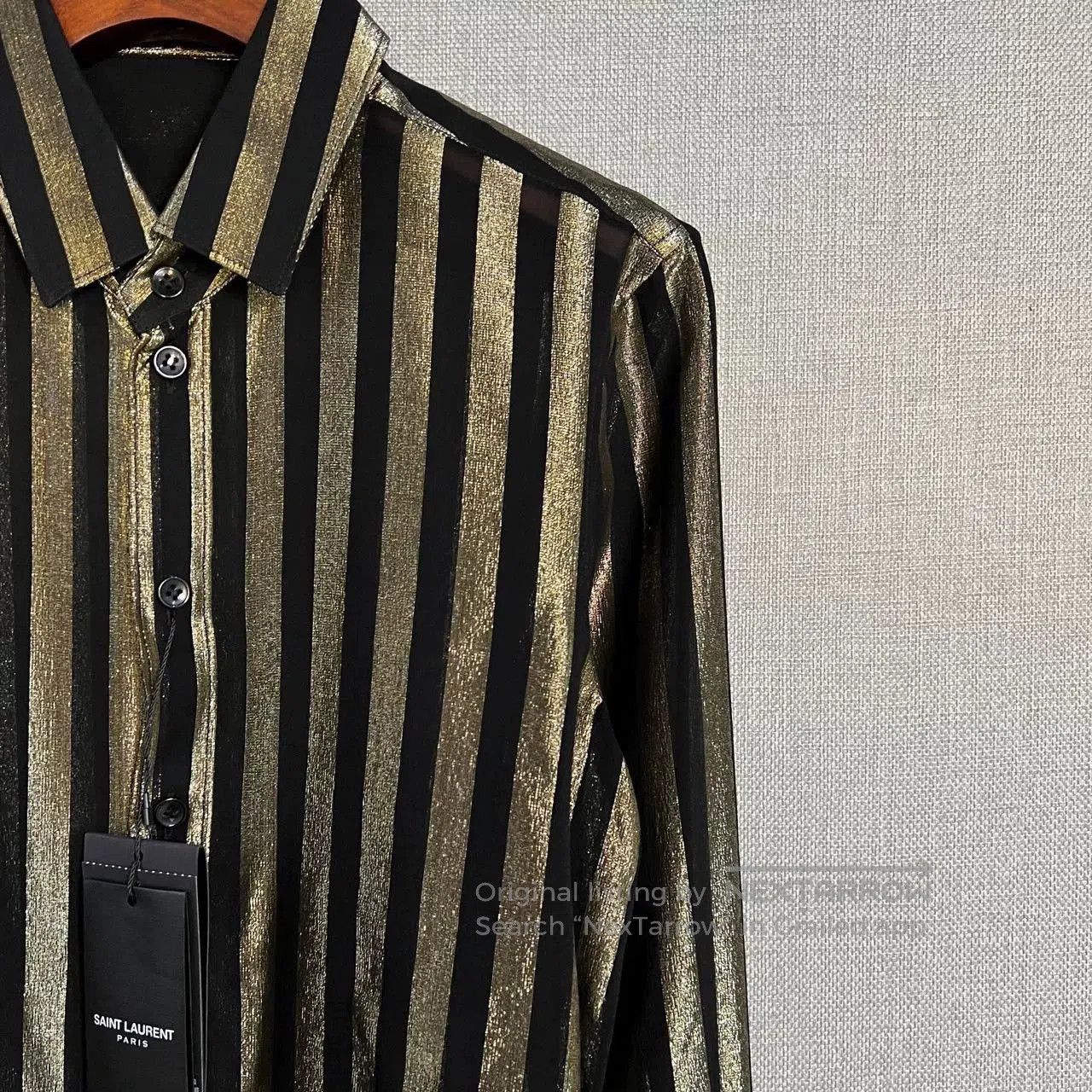 Saint Laurent Paris Saint Laurent YSL Black Gold Sequin Silk Blouse. Size XXS / US 00 / IT 34 - 3 Thumbnail
