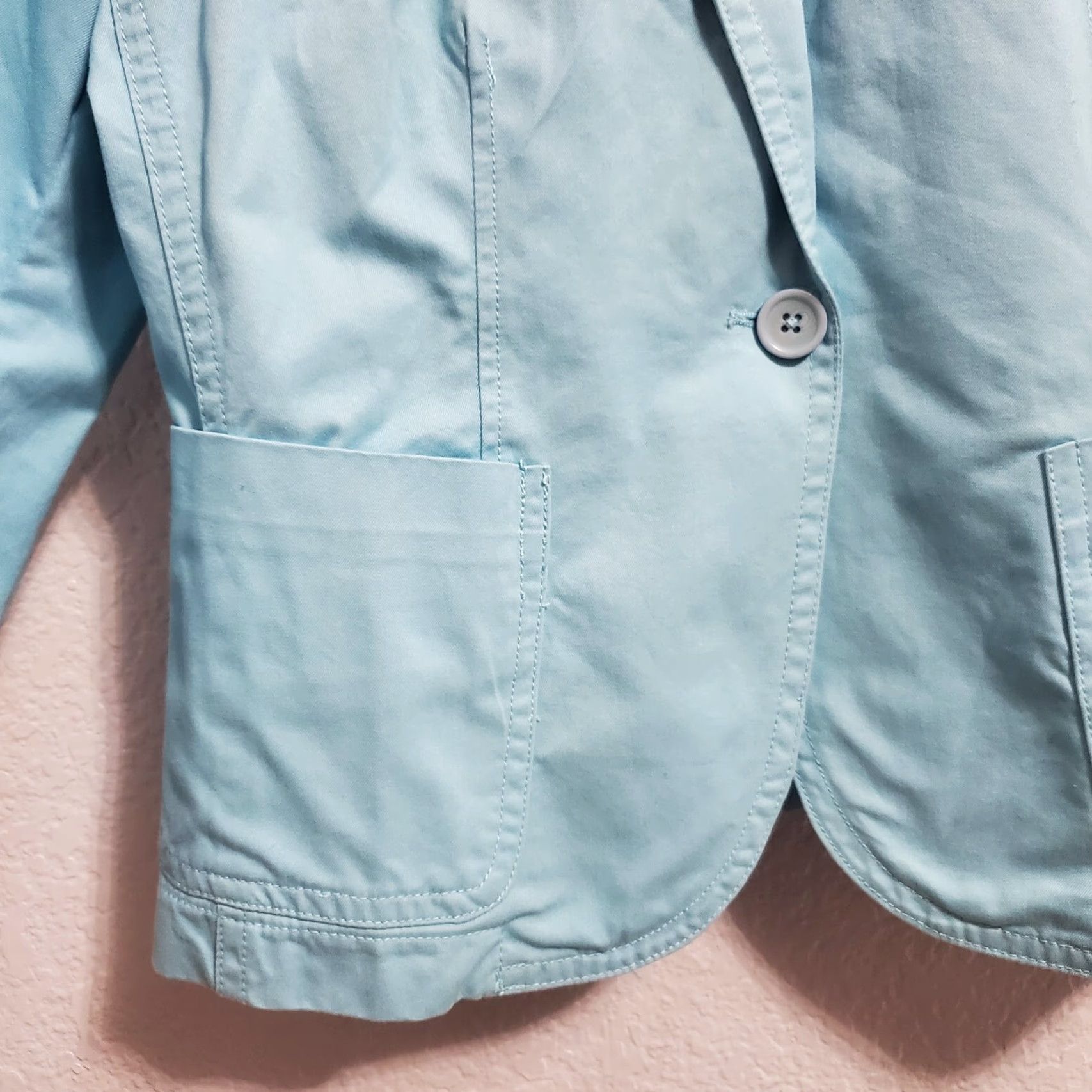 Vintage Garnet Hill Blazer Women 12 Light Blue Cotton One Button Pockets Academia Size XL / US 12-14 / IT 48-50 - 5 Thumbnail