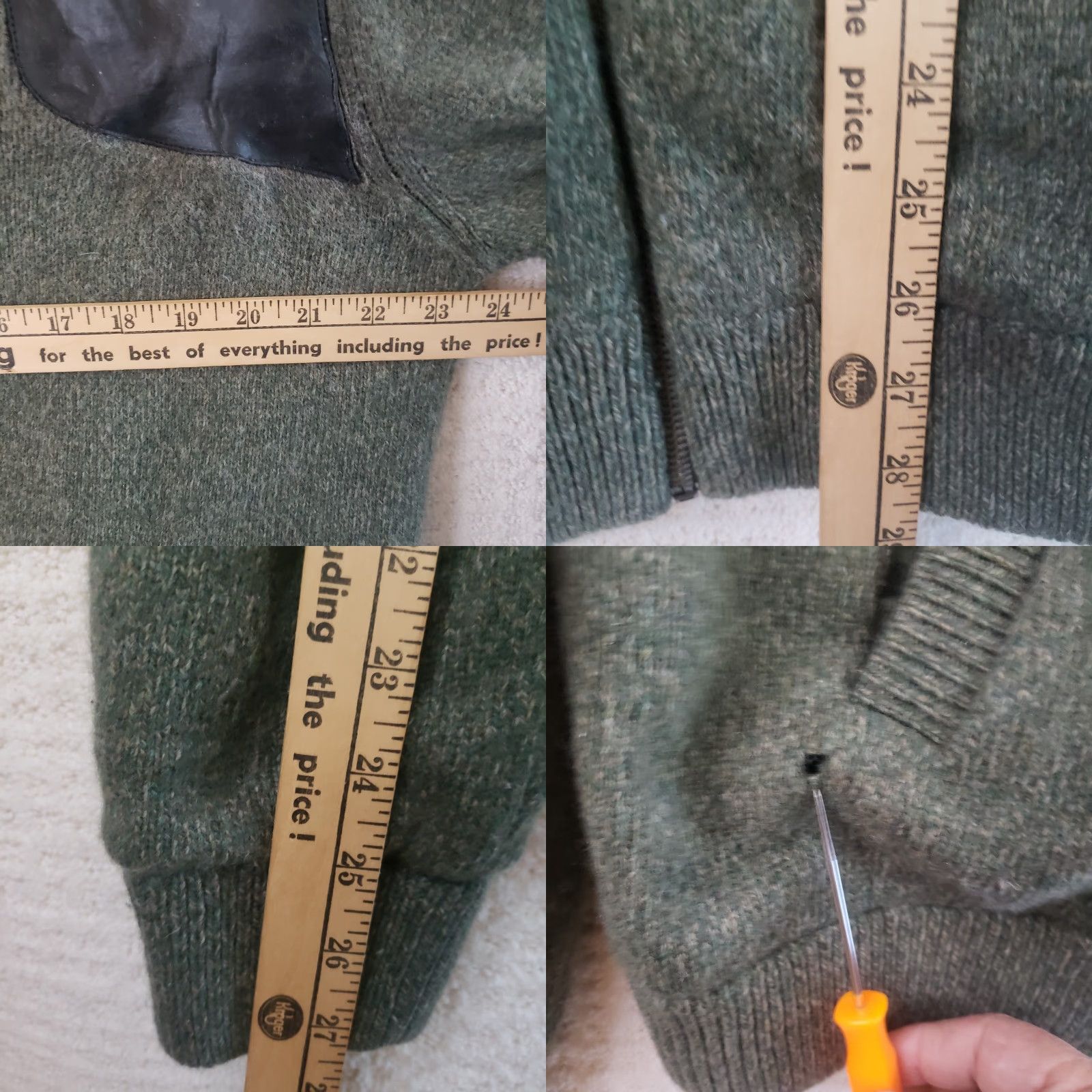 Barbour Barbour Danby Lined Full Zip Sweater Men L Olive Wool Leather Elbow Pads Barbour Zipper Pulls Plaid Internal Liner Vintage: No Size US L / EU 52-54 / 3 - 11 Thumbnail