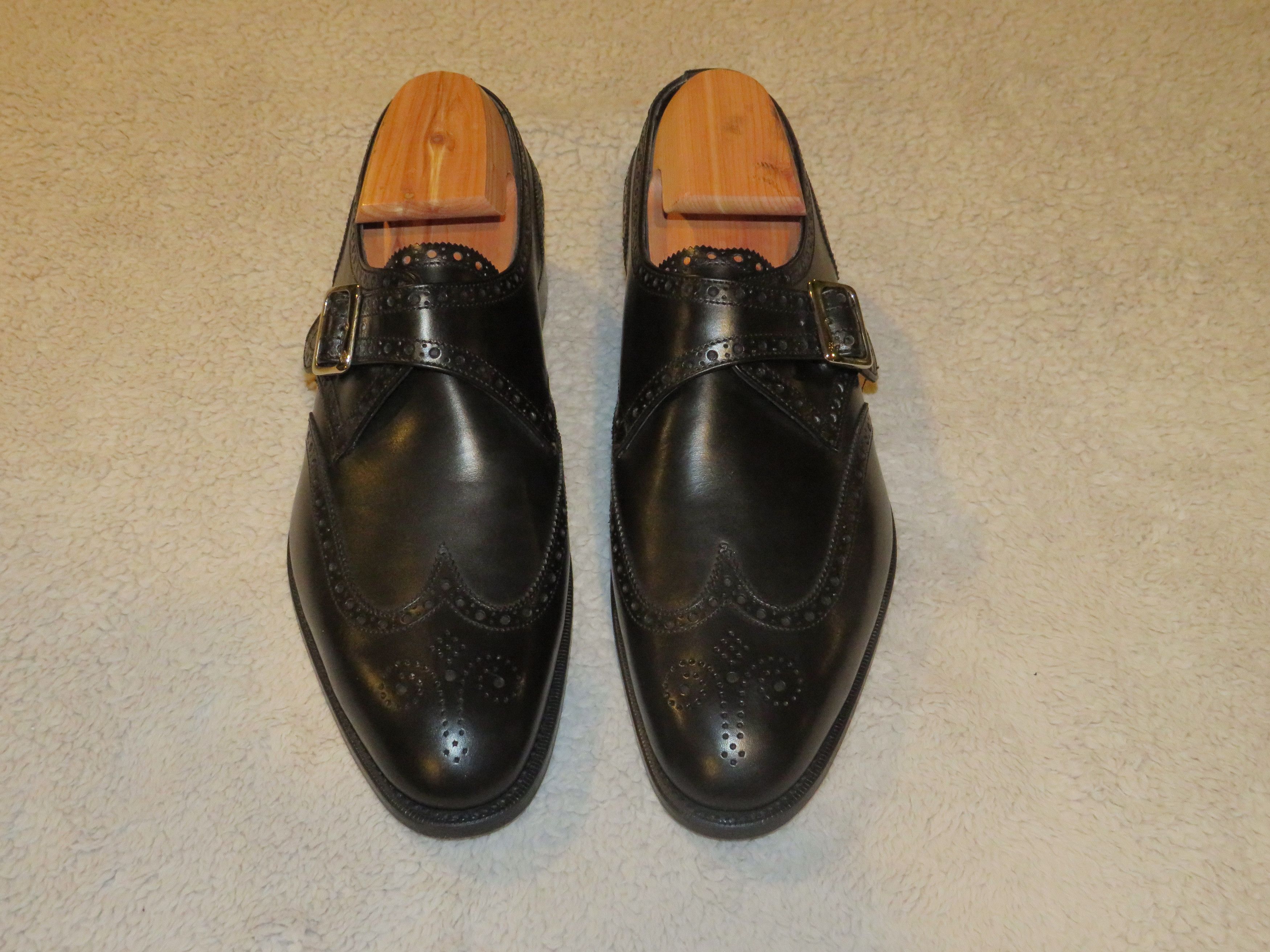 Edward Green Hove Black Calf Leather Balmoral Monk Straps 8D Nwb Shoes, Men's