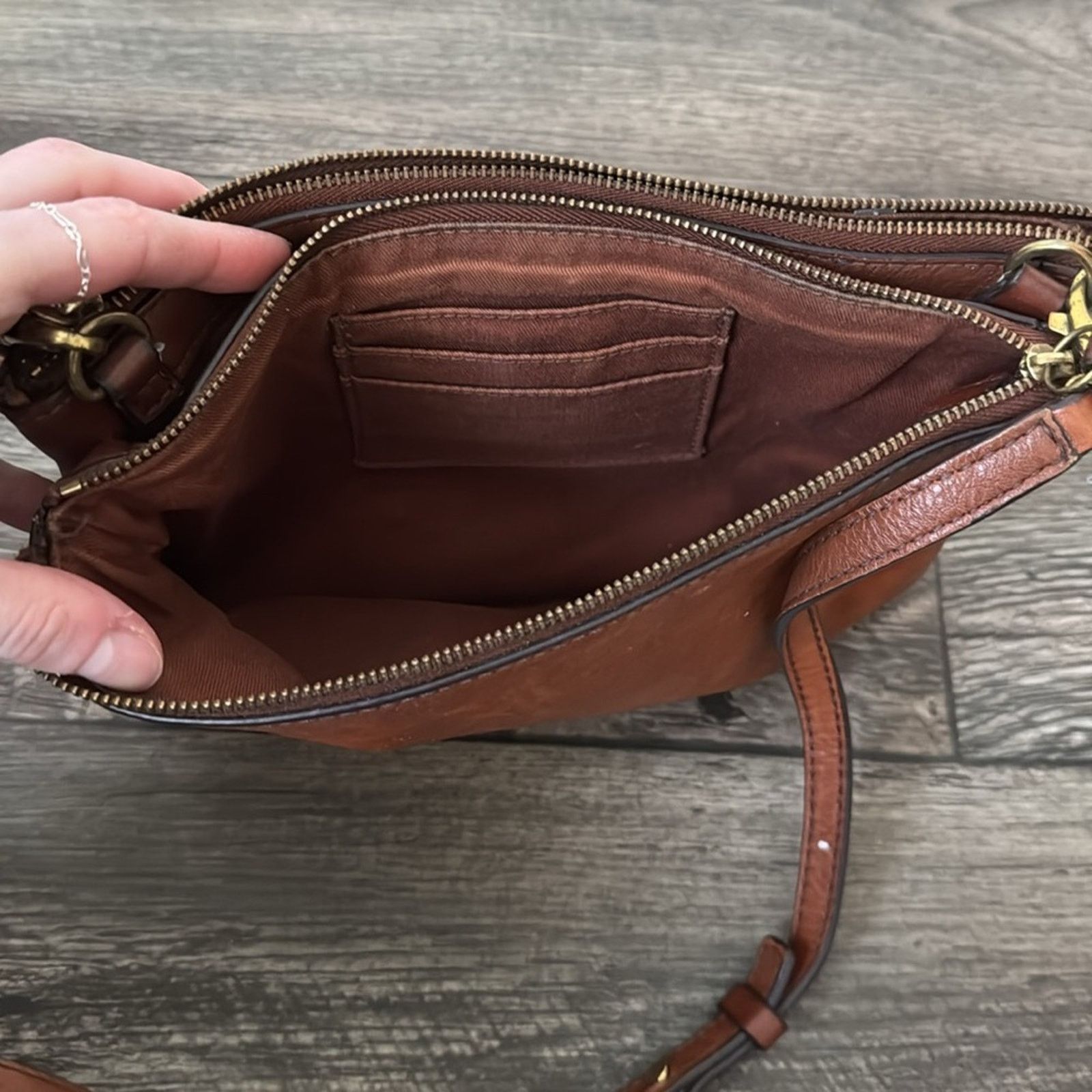 Fossil Fossil Devon Brown Leather Crossbody Bag Size ONE SIZE - 6 Thumbnail