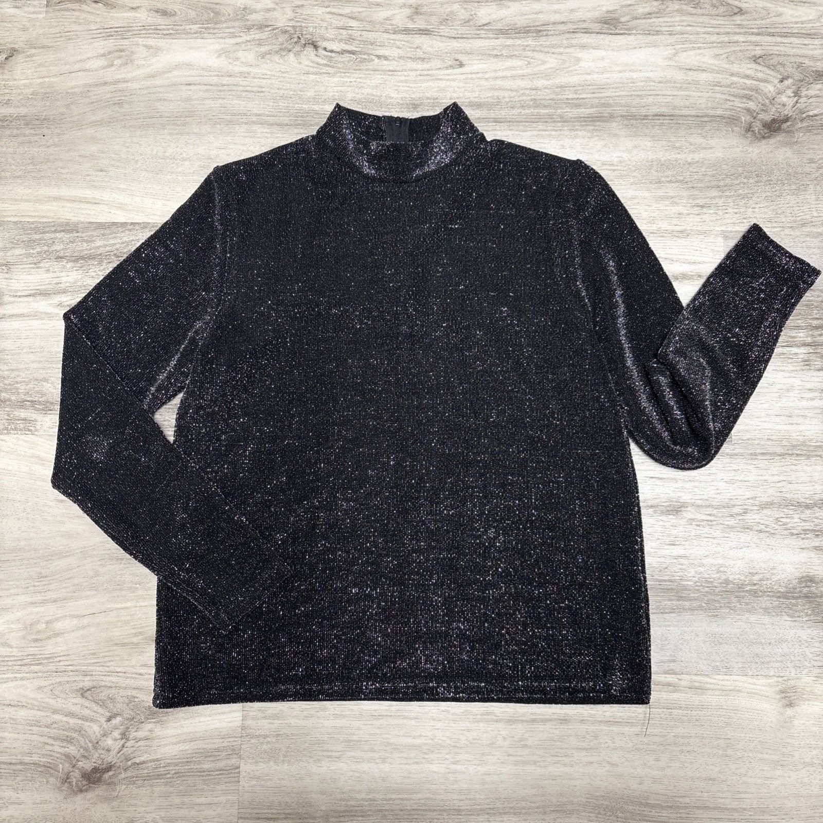 Other Vtg Black Silver Shiny Lurex Top Womens M Long Sleeve Mock N Size M / US 6-8 / IT 42-44 - 5 Thumbnail