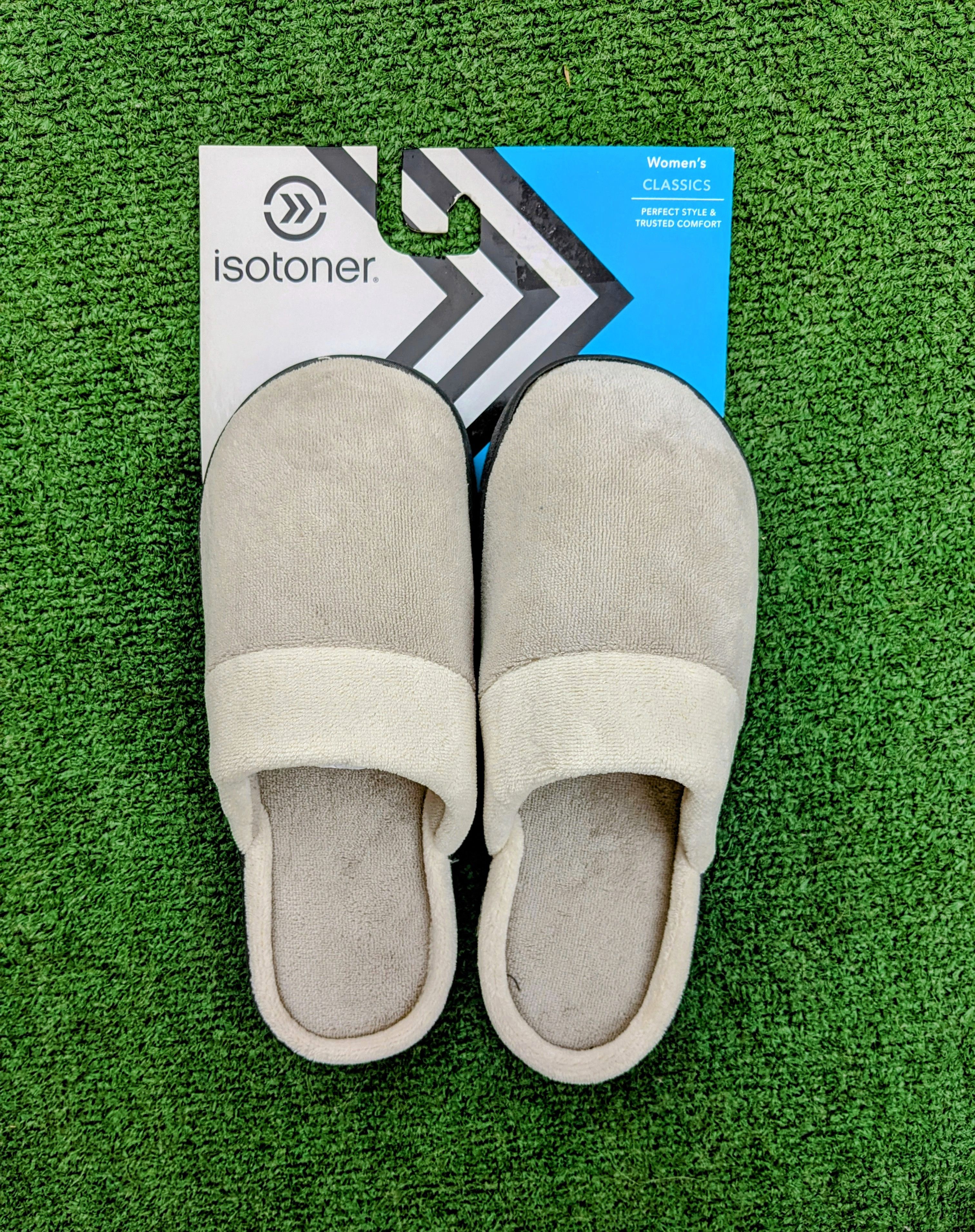 Designer Women's Isotoner Classics Super-Soft Terry Padded Slippers Size US 9 / IT 39 - 1 Thumbnail