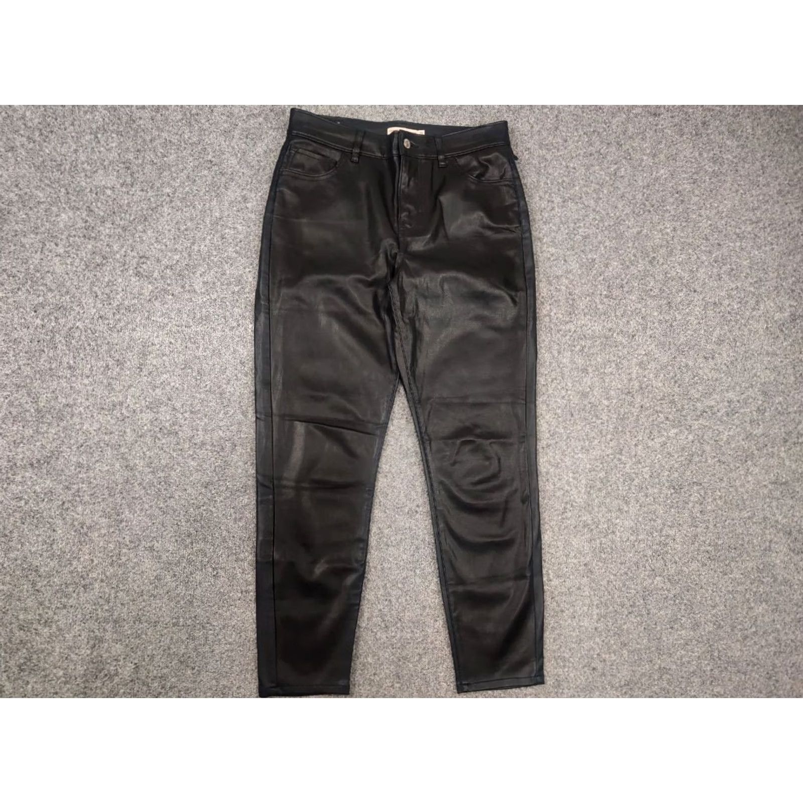 Levi's VINTAGE Levi's 720 Black Faux Leather High Rise Super Skinny Ankle Jeans Women 29 Black 90s Designer Size 29" - 5 Thumbnail