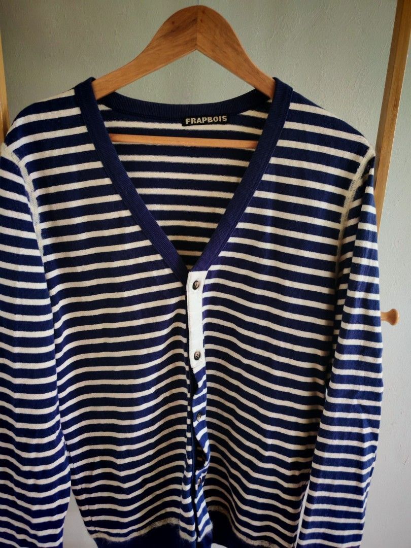 Frapbois FRAPBOIS Navy Stripe V-Neck Cardigan Issey Adjacent Size 1 Size US S / EU 44-46 / 1 - 2 Thumbnail