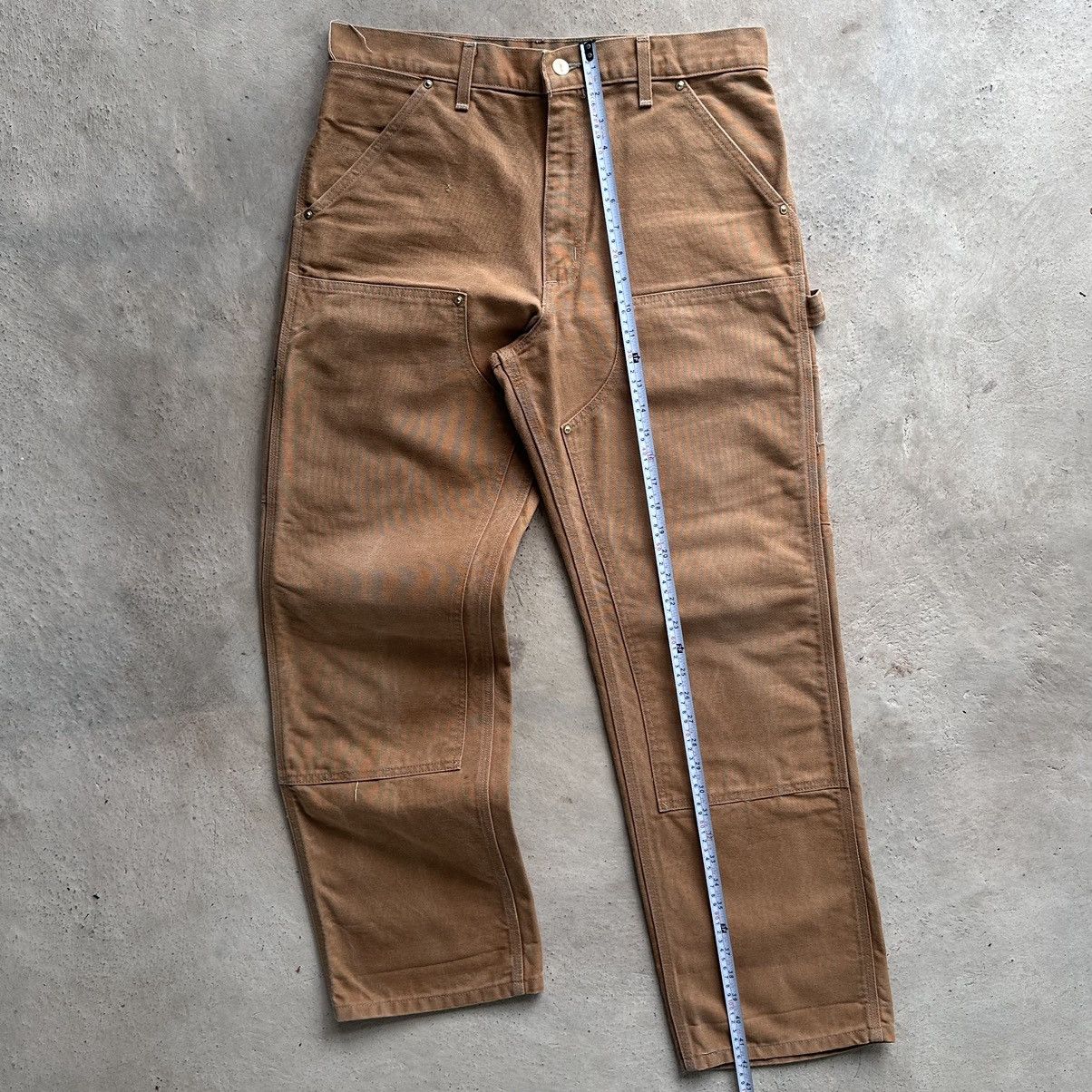 Carhartt (33x31.5) Crazy Faded 90s Carhartt Double Knee Brown/Tan Size US 33 - 7 Thumbnail
