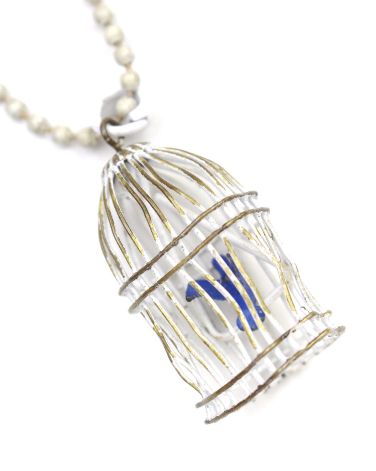 Vintage 2000S JAPANESE MADE BLUE BIRD CAGE PENDANT NECKLACE Size ONE SIZE - 4 Thumbnail