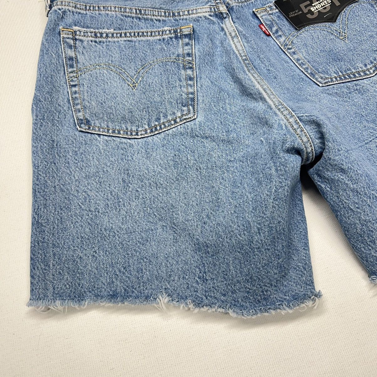 Levi's NEW Levis Premium Jean Shorts Blue 501 Mid Thigh Distressed Size 32" / US 10 / IT 46 - 17 Thumbnail