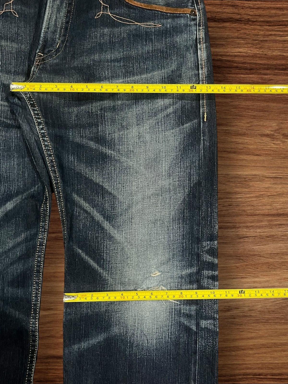 Edwin ⚡️Baggy⚡️Edwin Exclusive Vintage XV Distressed Dark Wash Jeans Size US 36 / EU 52 - 15 Thumbnail