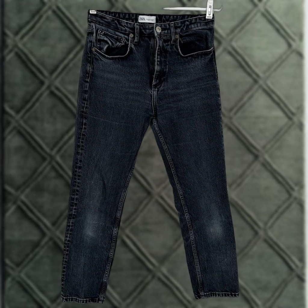 Zara Womens Blue Dark Wash Slim Fit Hi-Rise Denim Jeans