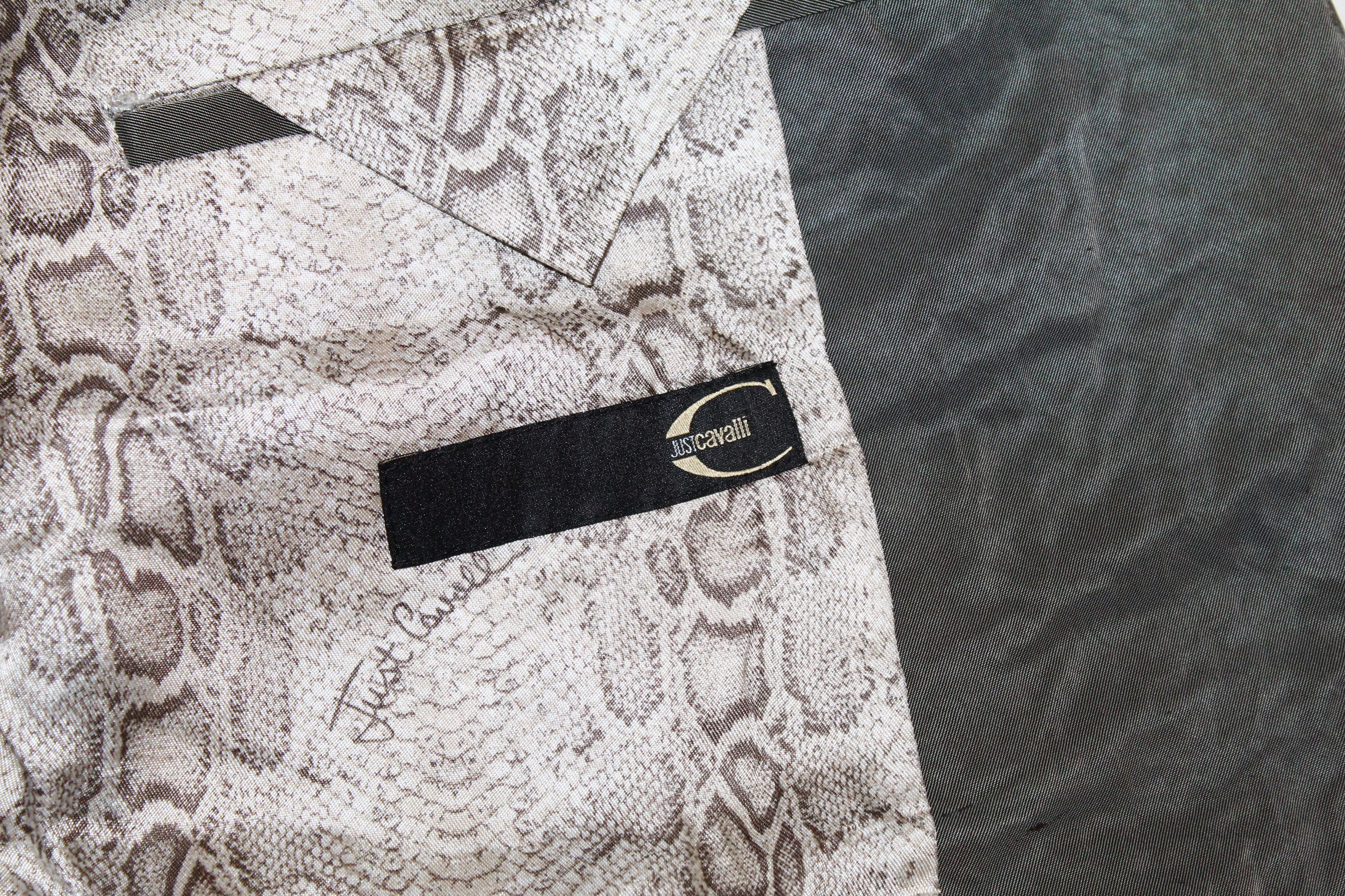 Roberto Cavalli 💥Cavalli Animal Print Lining Glossy Satin Blazer Jacket Size US L / EU 52-54 / 3 - 9 Thumbnail