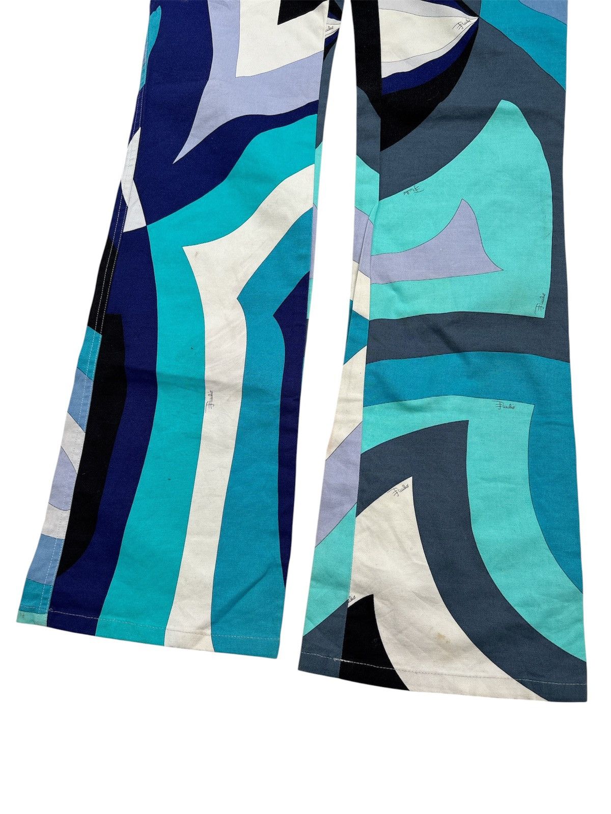 Emilio Pucci Y2K Abstract Print Flare Pants Size 28" / US 6 / IT 42 - 3 Thumbnail