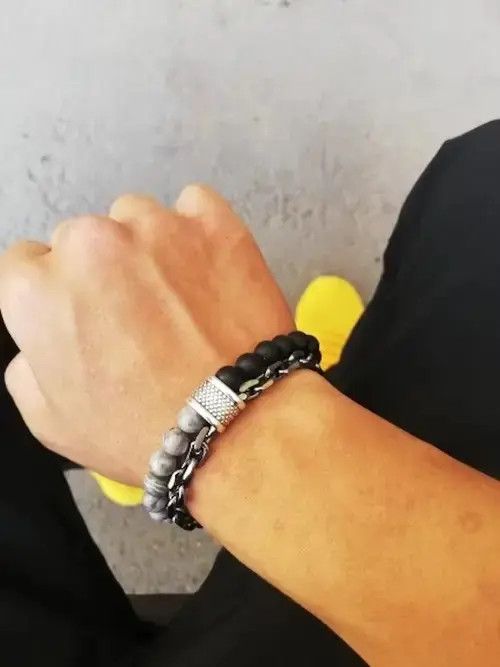 VIBE Black Mate Beads + Dray Grey Beads + Chain Size ONE SIZE - 2 Thumbnail