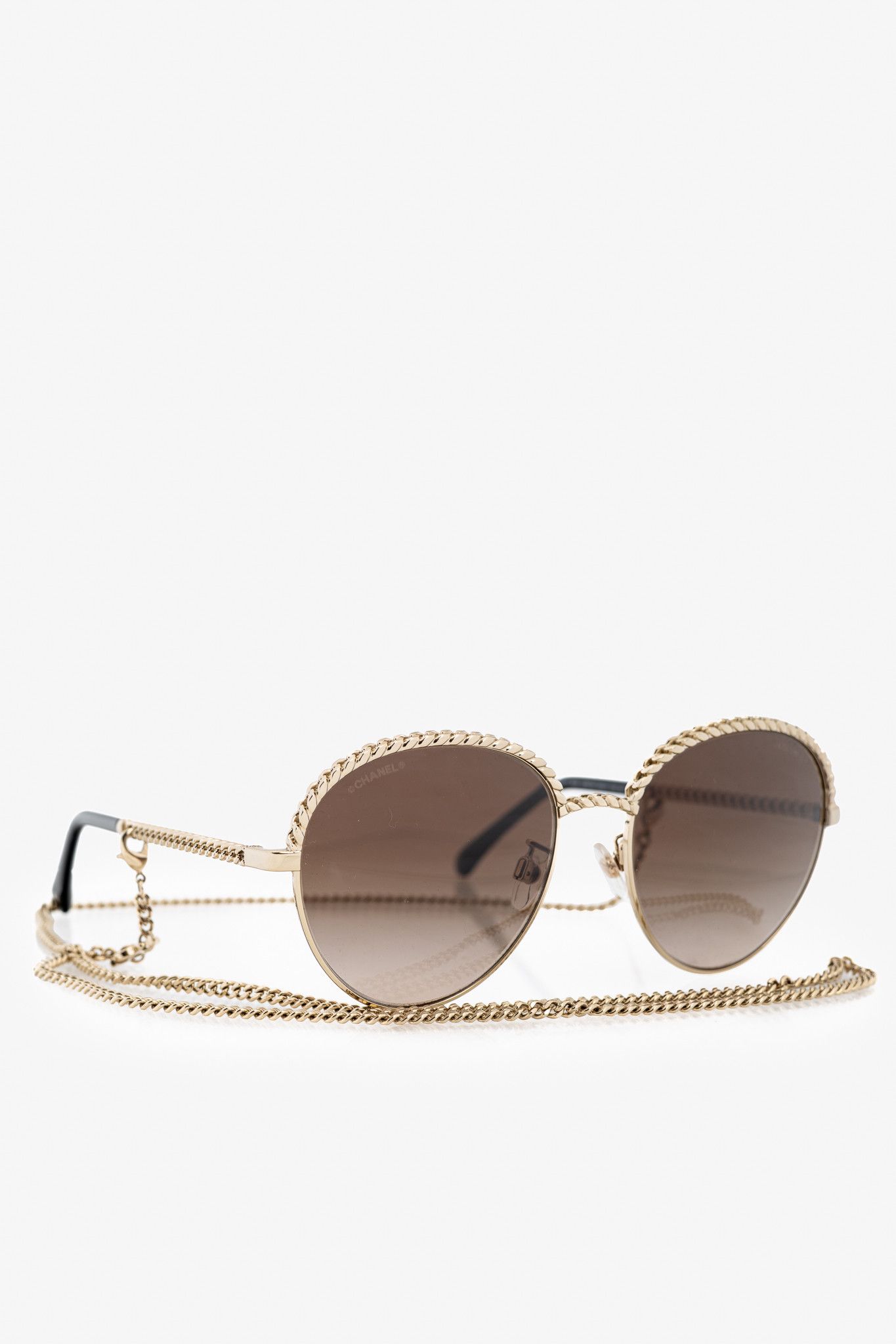 Chanel Chanel Pantos Gold-Tone & Black Metal-Chain Sunglasses Size ONE SIZE - 1 Thumbnail
