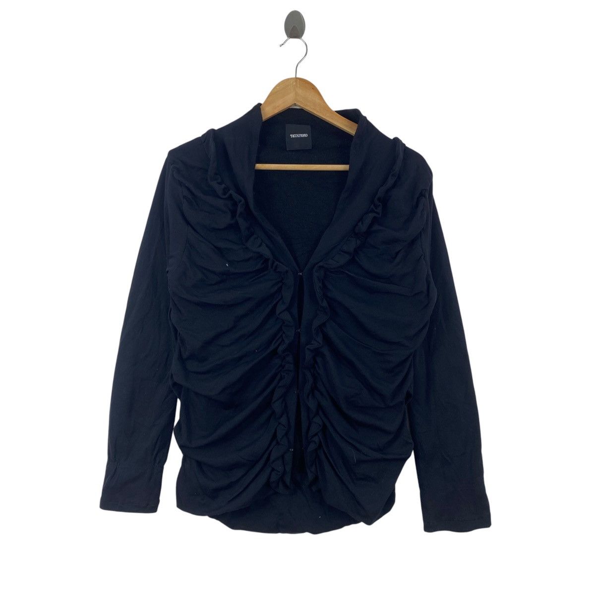 Other FXUNITOMO Ruffle Ruched Knit Cardigan Long Sleeve Gothic Size S / US 4 / IT 40 - 2 Thumbnail