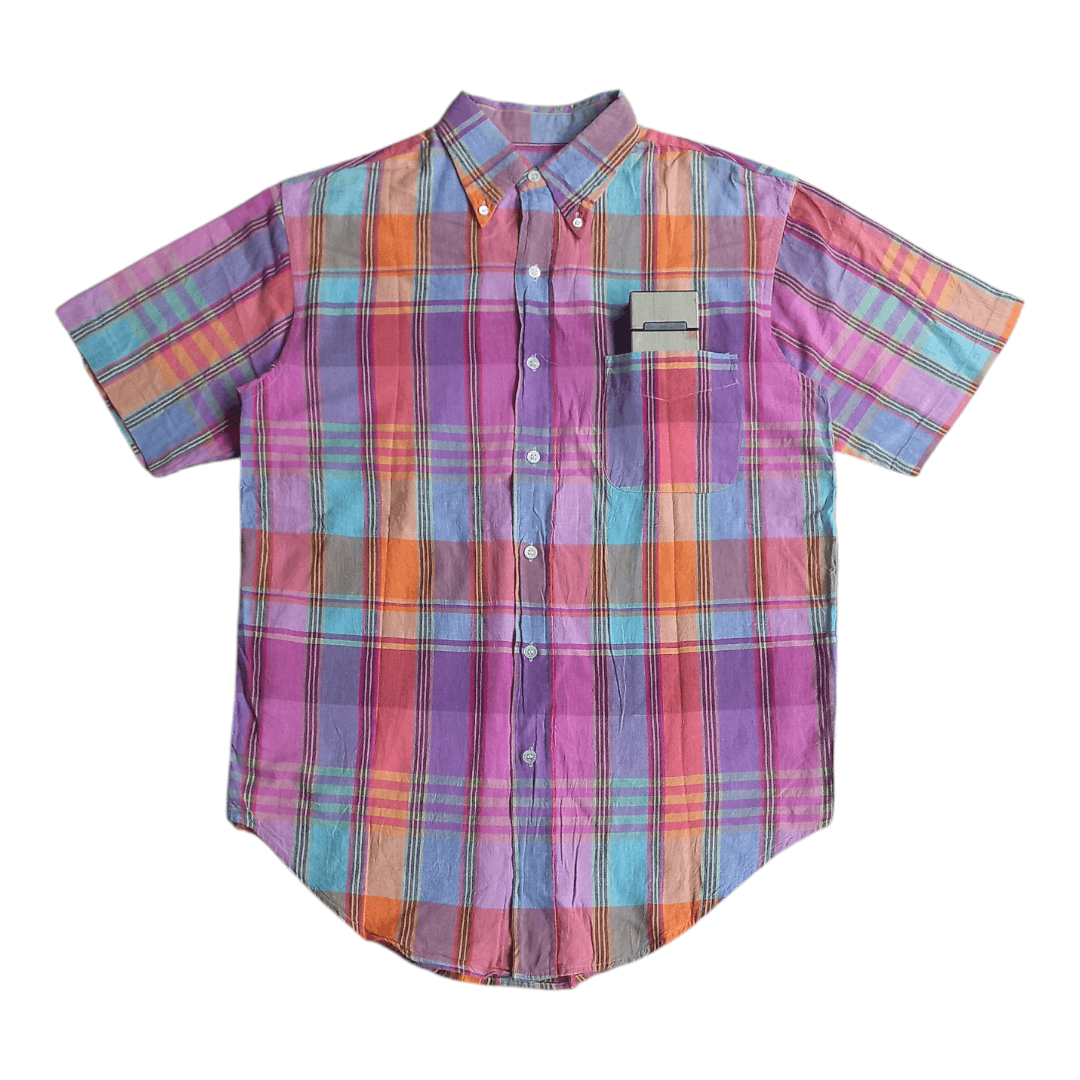 Sugar Cane Sugar Cane ToyoEnterprise - Rainbow Plaid Short Sleeve Shirt Size US L / EU 52-54 / 3 - 1 Thumbnail