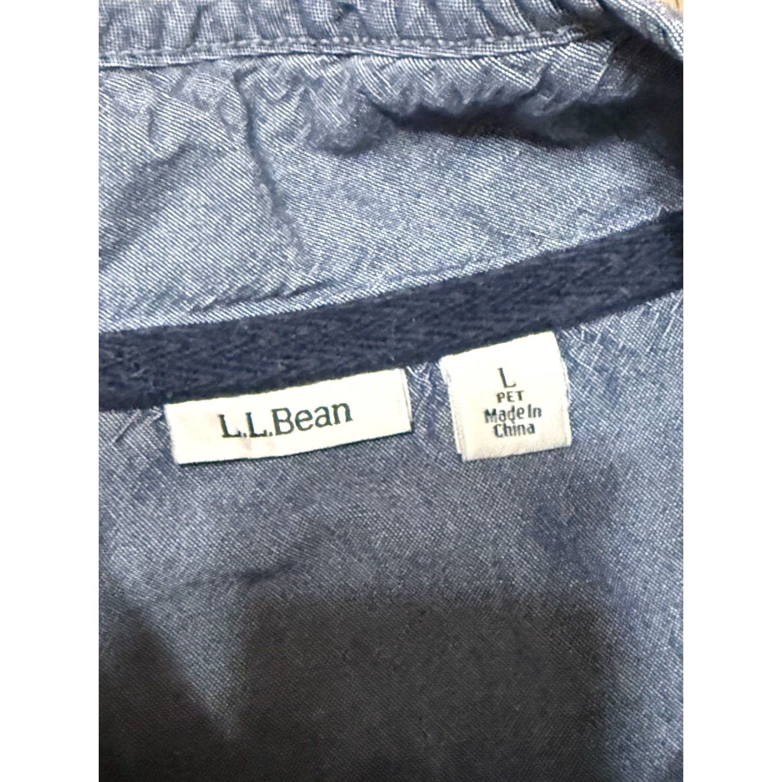 Vintage L.L. Bean Shirt Women's Large Petite Blue White Striped Long Sleeve 1/4 Button Size L / US 10 / IT 46 - 5 Thumbnail