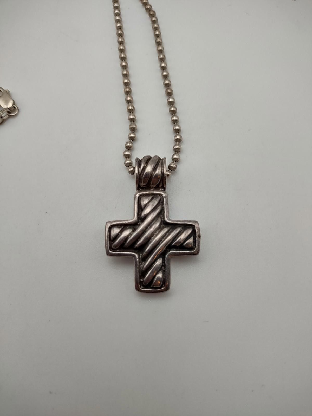 The Unbranded Brand Sterling Silver Men's Cross Necklace 24” Italy 925 Size ONE SIZE - 2 Thumbnail