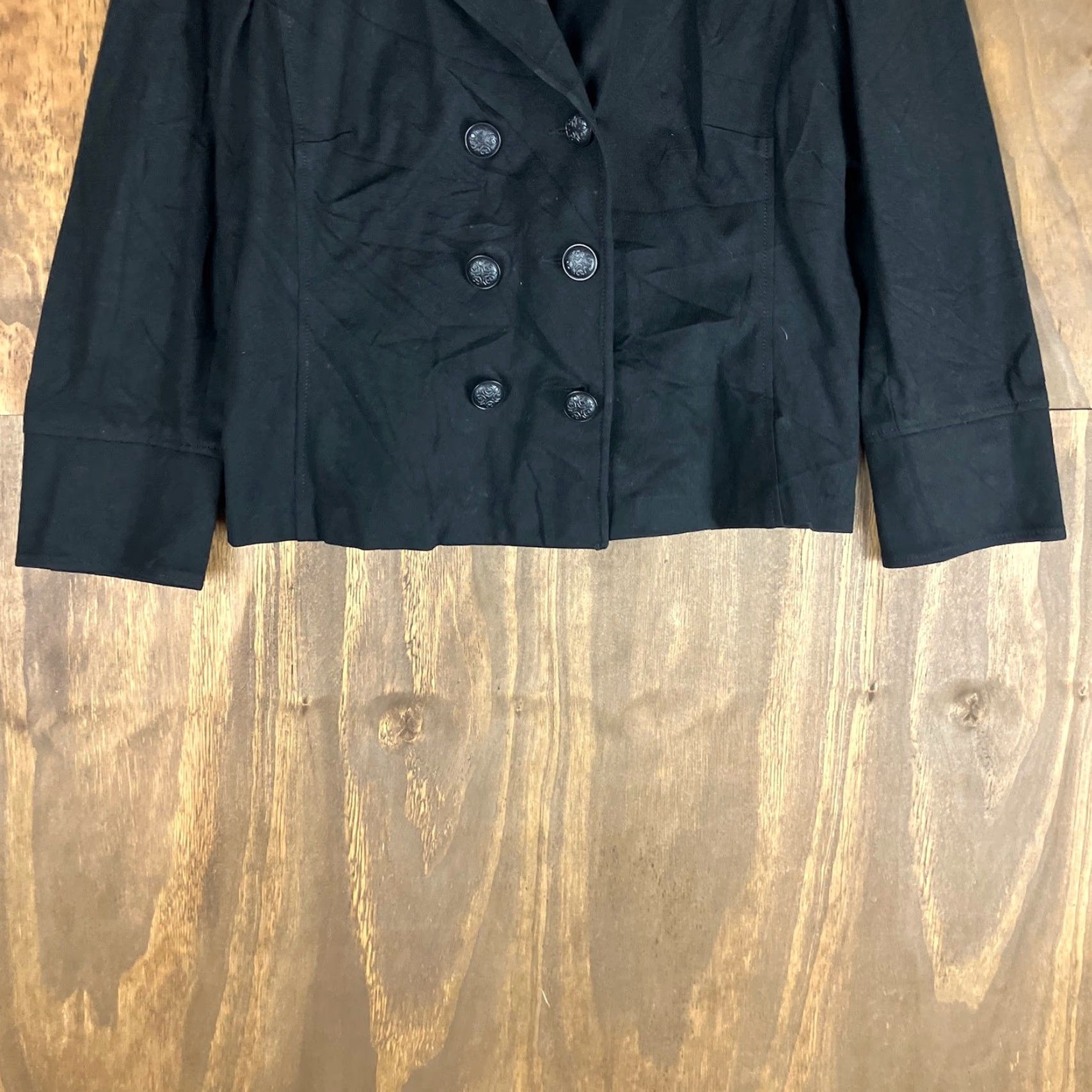 Vintage CAbi Blazer Black Cropped Double Breasted Rayon Stretch Medium Jacket/Coat Size M / US 6-8 / IT 42-44 - 3 Thumbnail
