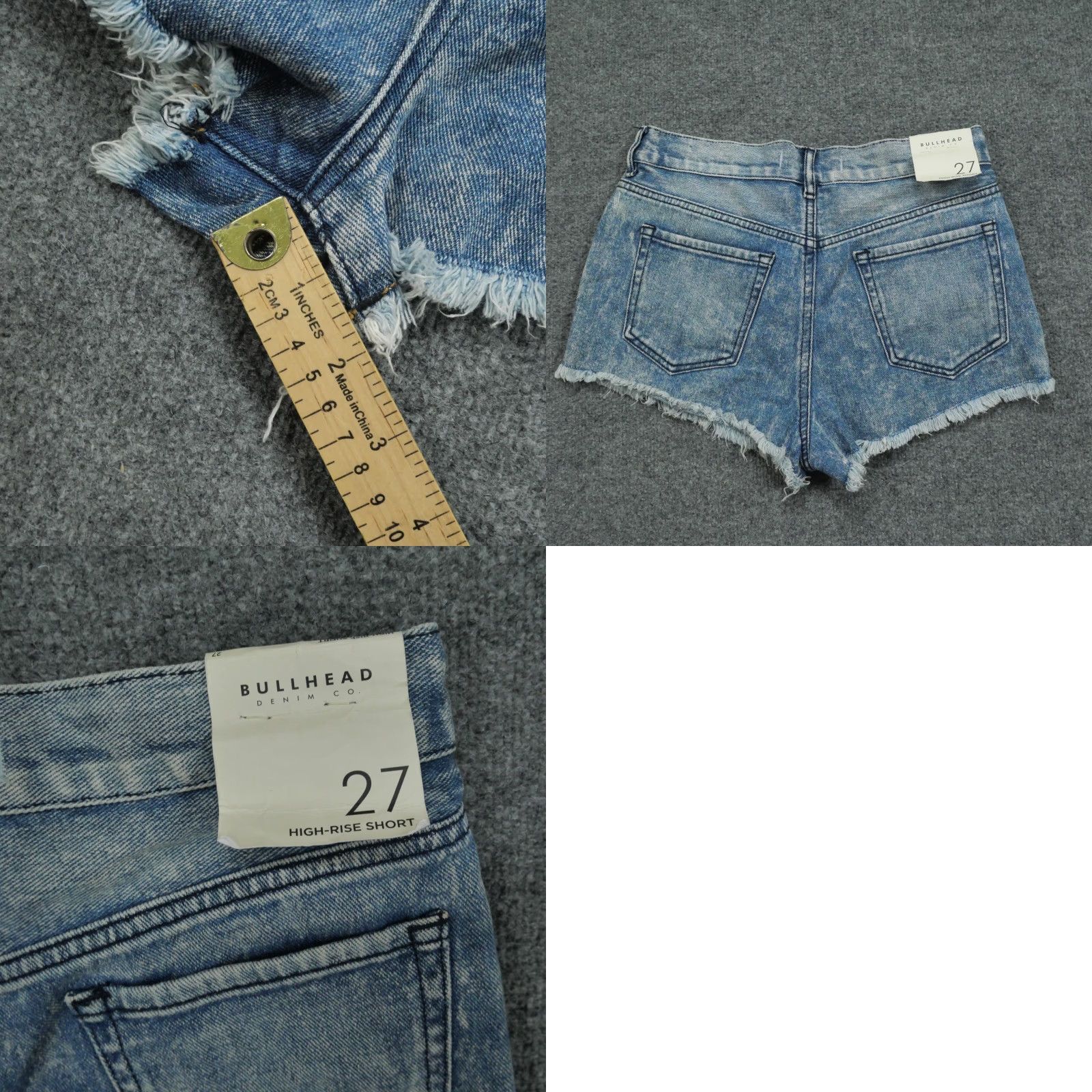Denime Bullhead Denim Co. Shorts Jeans Cut-Off Womens 27 Blue Denim Distressed 29x2 Vintage No Men's Womens Girls Size 29" - 8 Thumbnail