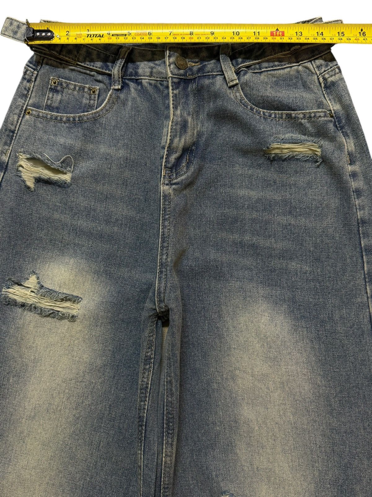 JNCO Vintage Y2K Japanese Brand Faded Wash Ripped Wide Leg Baggy Size US 28 / EU 44 - 7 Thumbnail