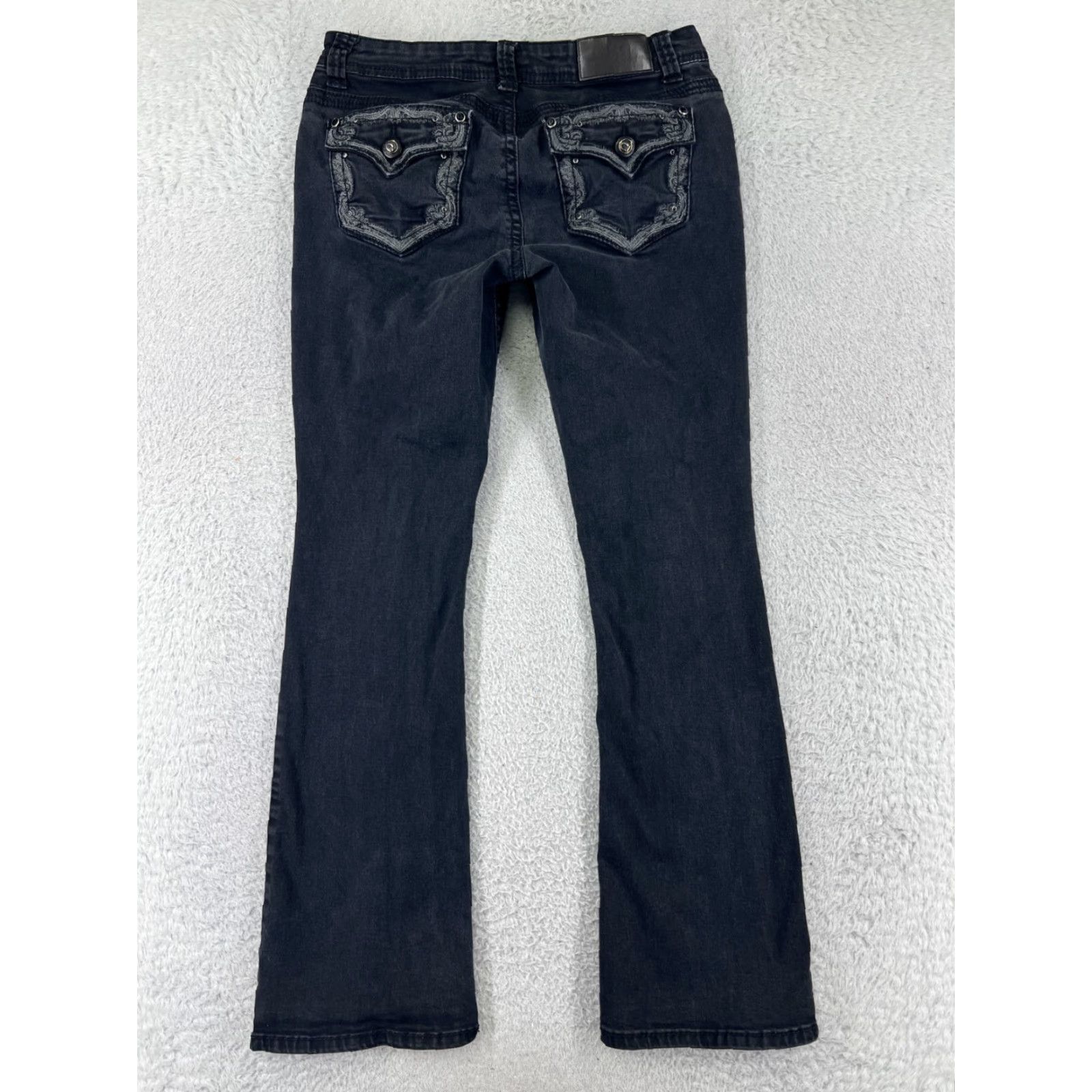 Vintage Shyanne Jeans Bootcut Denim Black 32 Womens Cotton Stretch Embroidered 5-Pocket Inseam 31 Size 24" / US 00 / IT 34 - 2 Thumbnail