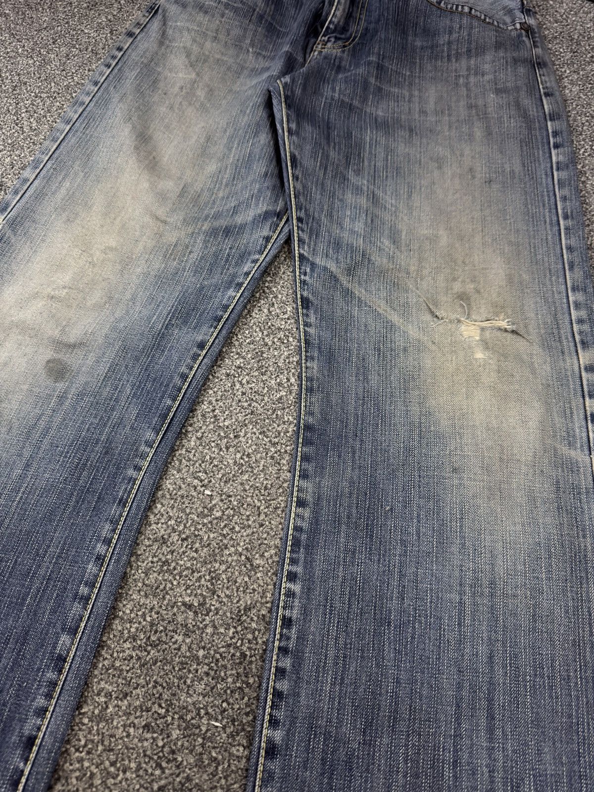 Karakuri Tamashii Japanese Embroidered Handfoot Distressed Y2K Denim Size US 30 / EU 46 - 5 Thumbnail