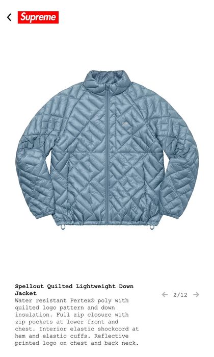 Supreme Spellout Quilted Lightweight Down Jacket - light blue