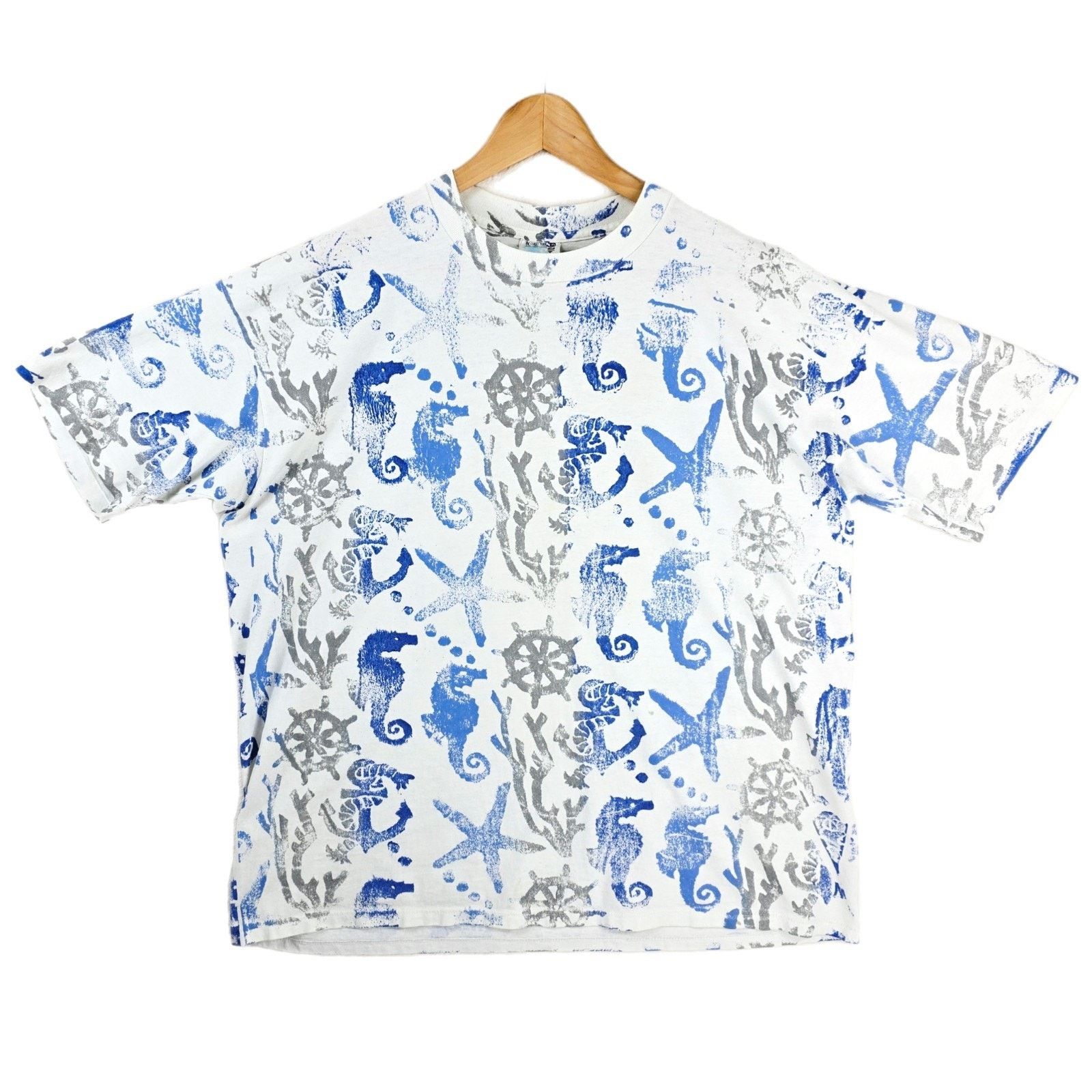 Other Vintage EZL Marcy N Me Nautical Ocean Shirt OSFA 90s AOP Size ONE SIZE - 1 Thumbnail