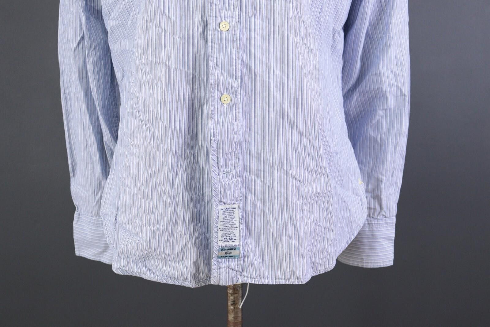 La Martina La Martina Argentina Blue Stripe Dress Shirt Size L Size US L / EU 52-54 / 3 - 3 Thumbnail