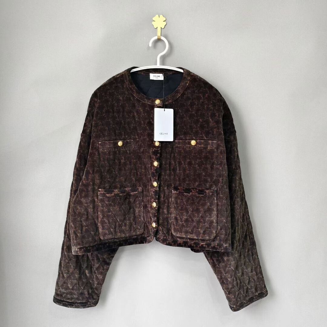 Celine Celine Triumphal Arch Velvet Quilted Jacket Size XS / US 0-2 / IT 36-38 - 1 Thumbnail
