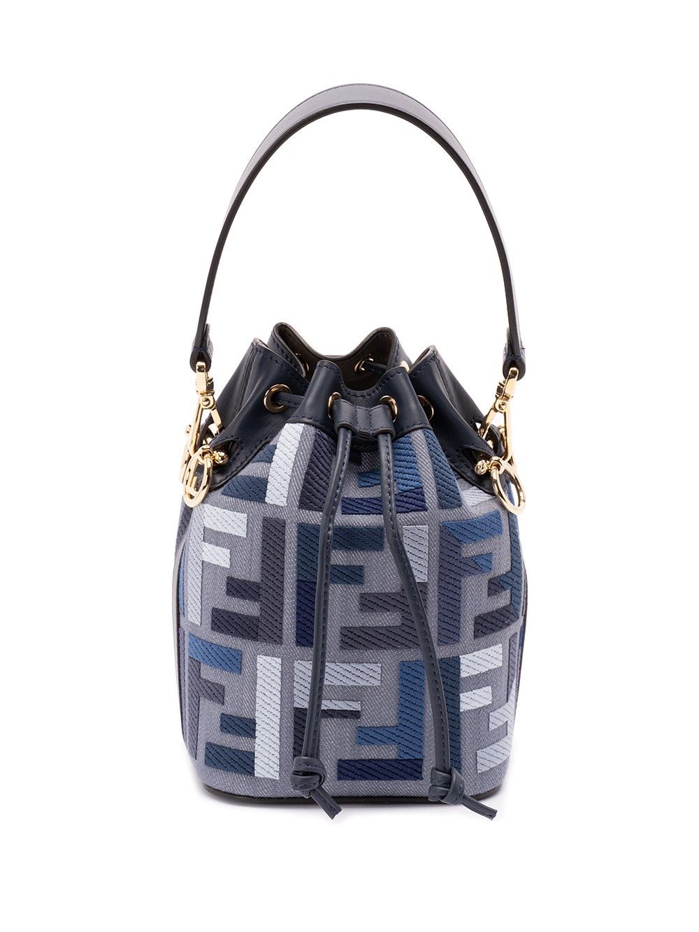 Fendi Mini Denim `mon Tresor` Bucket Bag With `ff` Embroidery, Women's