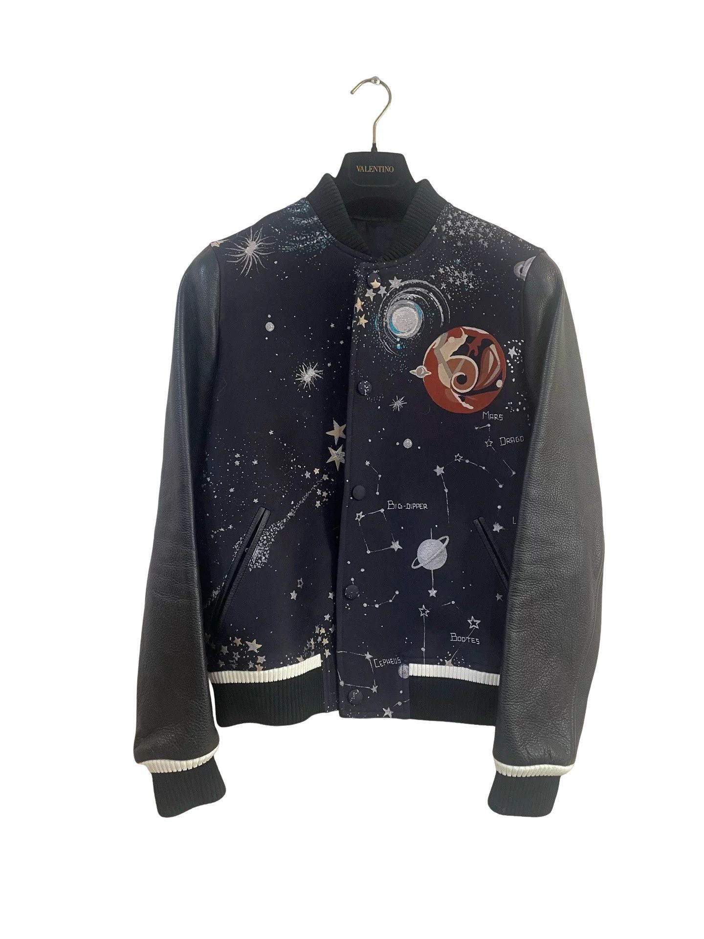 Valentino Valentino Cosmos Print Leather Varsity Jacket 48 Size US M / EU 48-50 / 2 - 1 Thumbnail