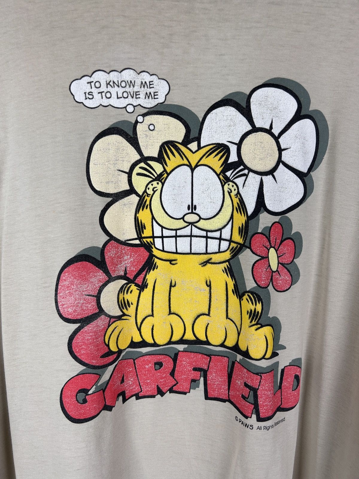 Vintage 90s Vintage Garfield To Know Me Is To Love Me Flower T-Shirt Size US XL / EU 56 / 4 - 2 Thumbnail