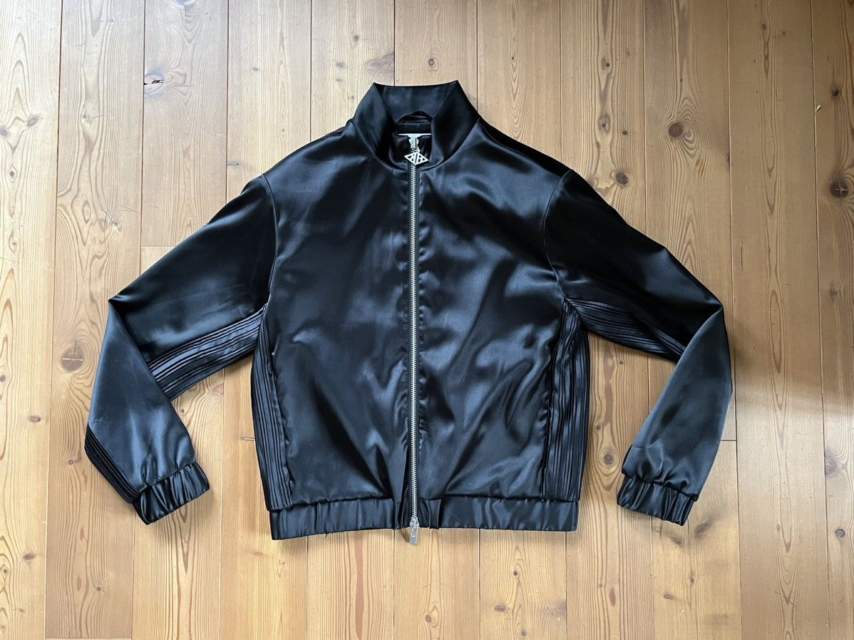image of Han Kjobenhavn Satin Track Top Blouson Jacket Plissé Black, Men's (Size Large)
