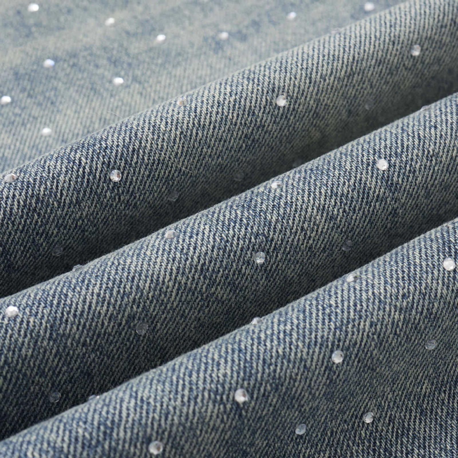 Japanese Brand Rhinestone Embellished Jeans | Rivet-Detail Wide-Leg Denim Size US 30 / EU 46 - 2 Thumbnail