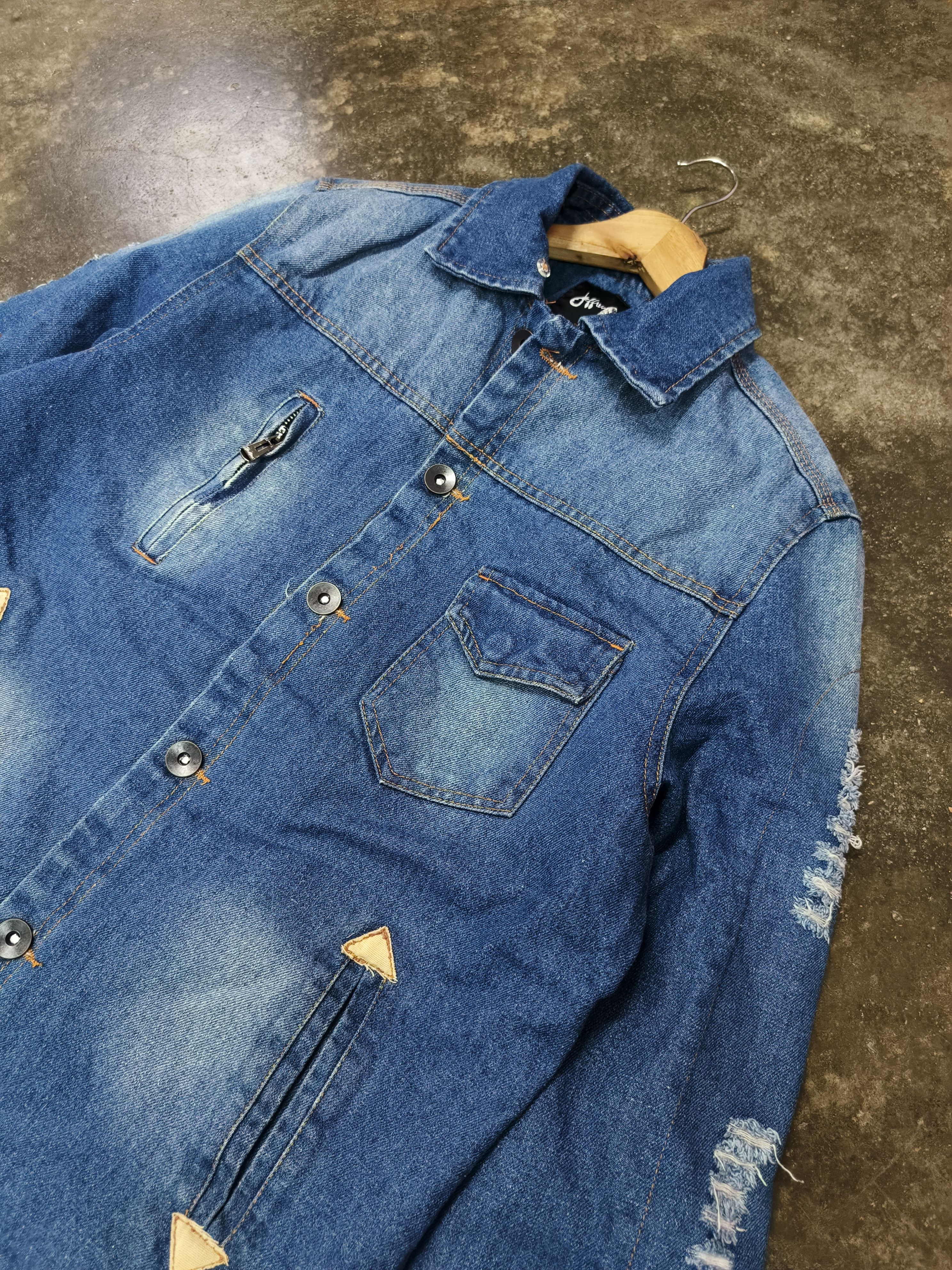 Japanese Brand Jeffrey. R distressed style lining sherpa denim Jacket Size US S / EU 44-46 / 1 - 3 Thumbnail