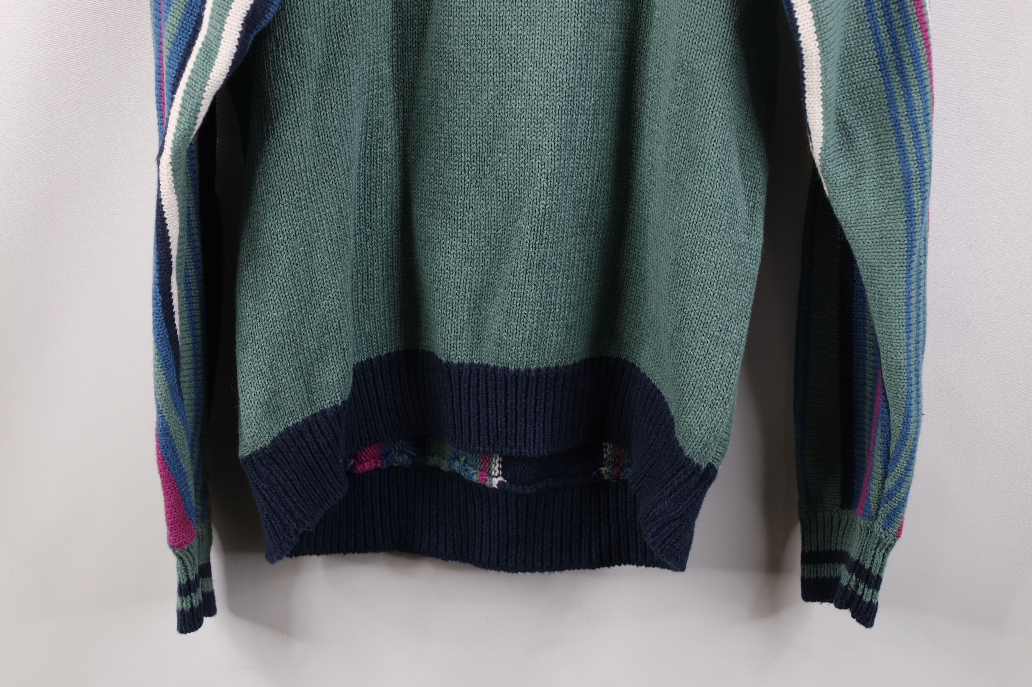 Vintage Vintage 90s Streetwear Cotton Knit Striped Panel Sweater Size US M / EU 48-50 / 2 - 10 Thumbnail