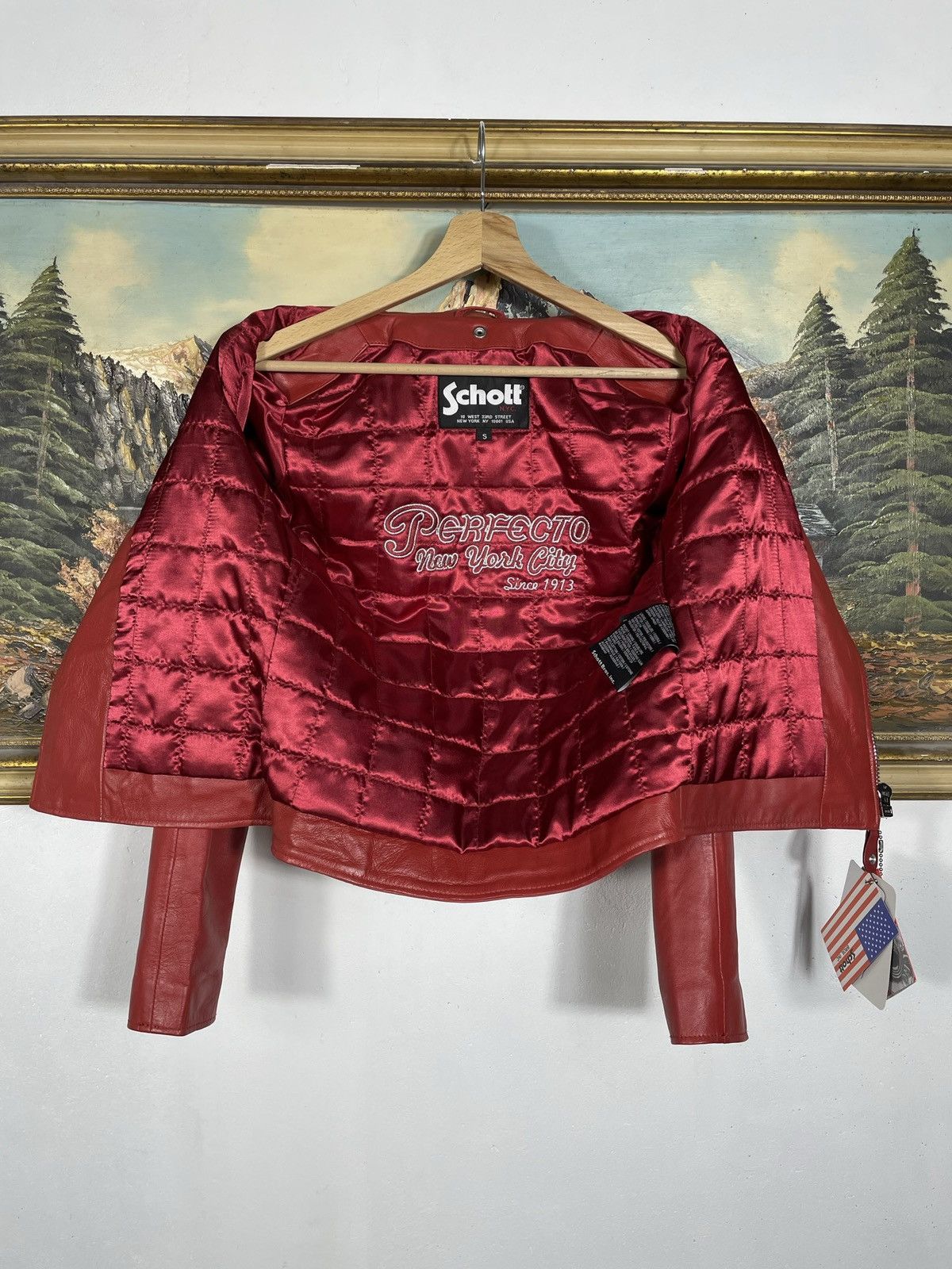Schott Schott Lambskin Leather Zip Red Biker Jacket Motor Harley Size S / US 4 / IT 40 - 8 Thumbnail